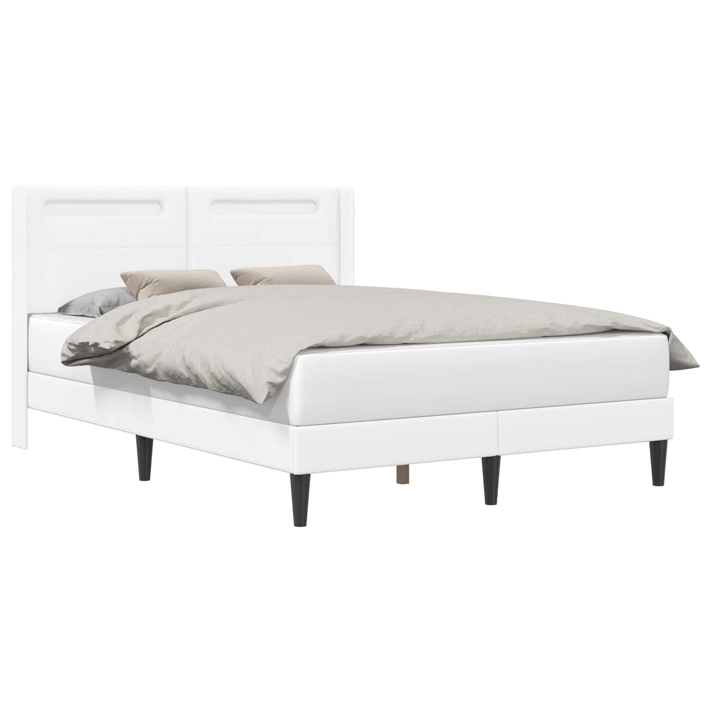 vidaXL Σκελετός Κρεβατιού με κεφαλάρι Λευκό 140 x 200 cm Τεχνητό Δέρμα