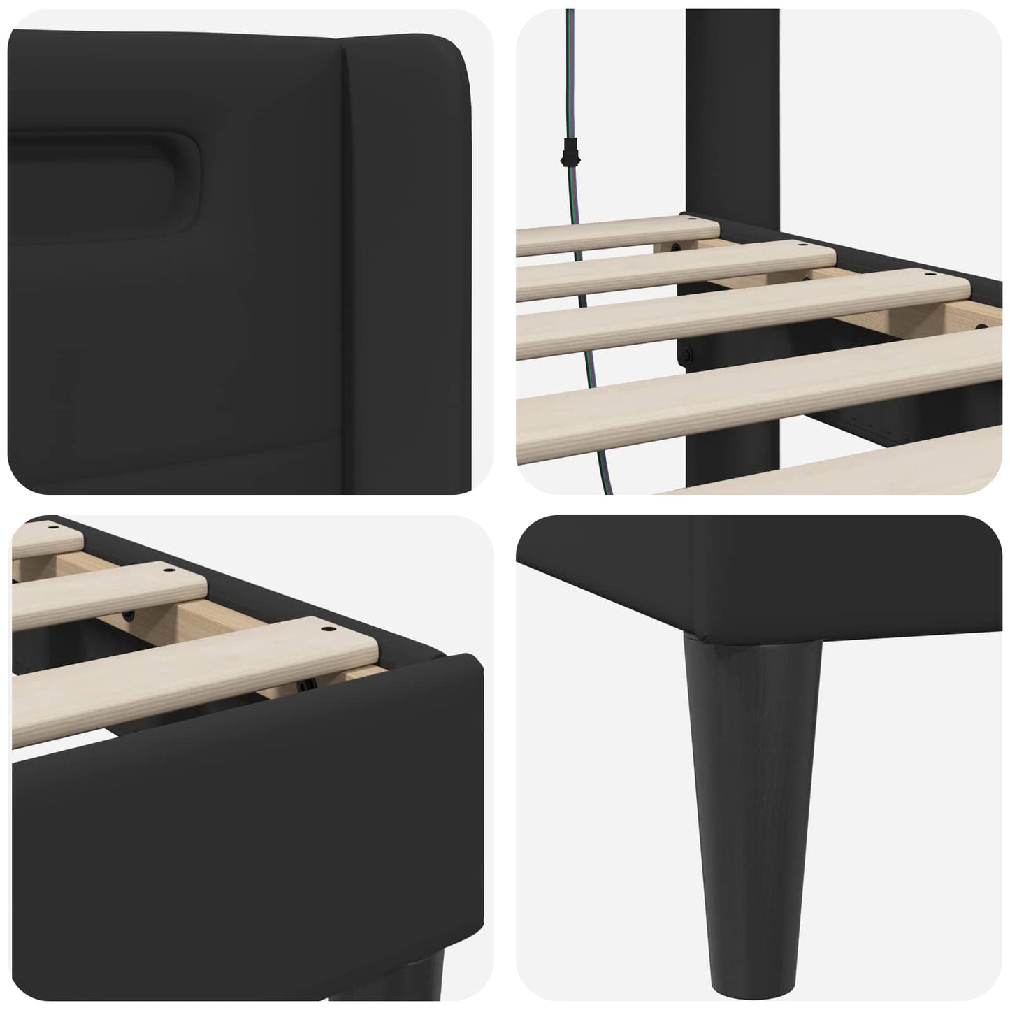 vidaXL Σκελετός Κρεβατιού με κεφαλάρι Μαύρο 160 x 200 cm Τεχνητό Δέρμα