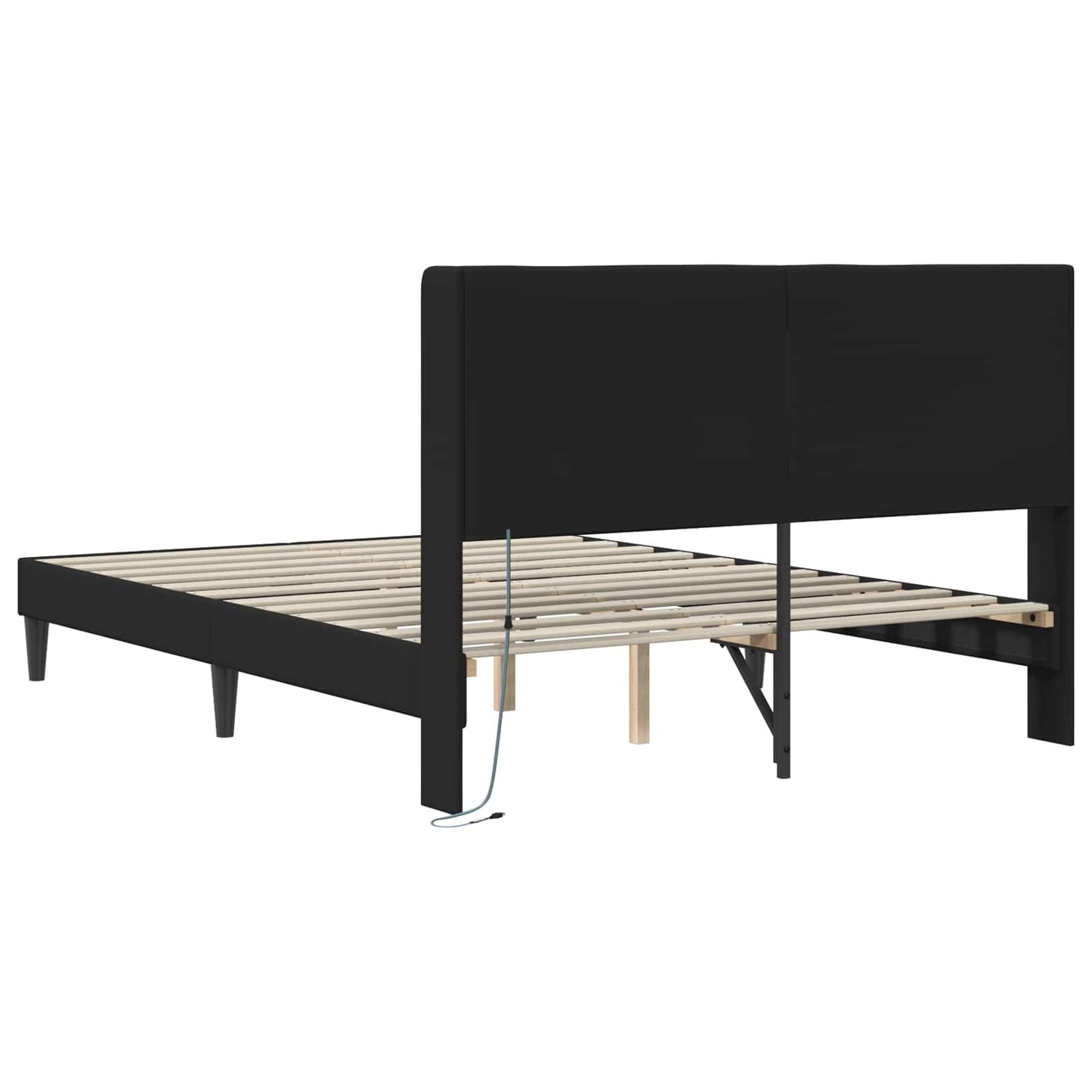 vidaXL Σκελετός Κρεβατιού με κεφαλάρι Μαύρο 160 x 200 cm Τεχνητό Δέρμα