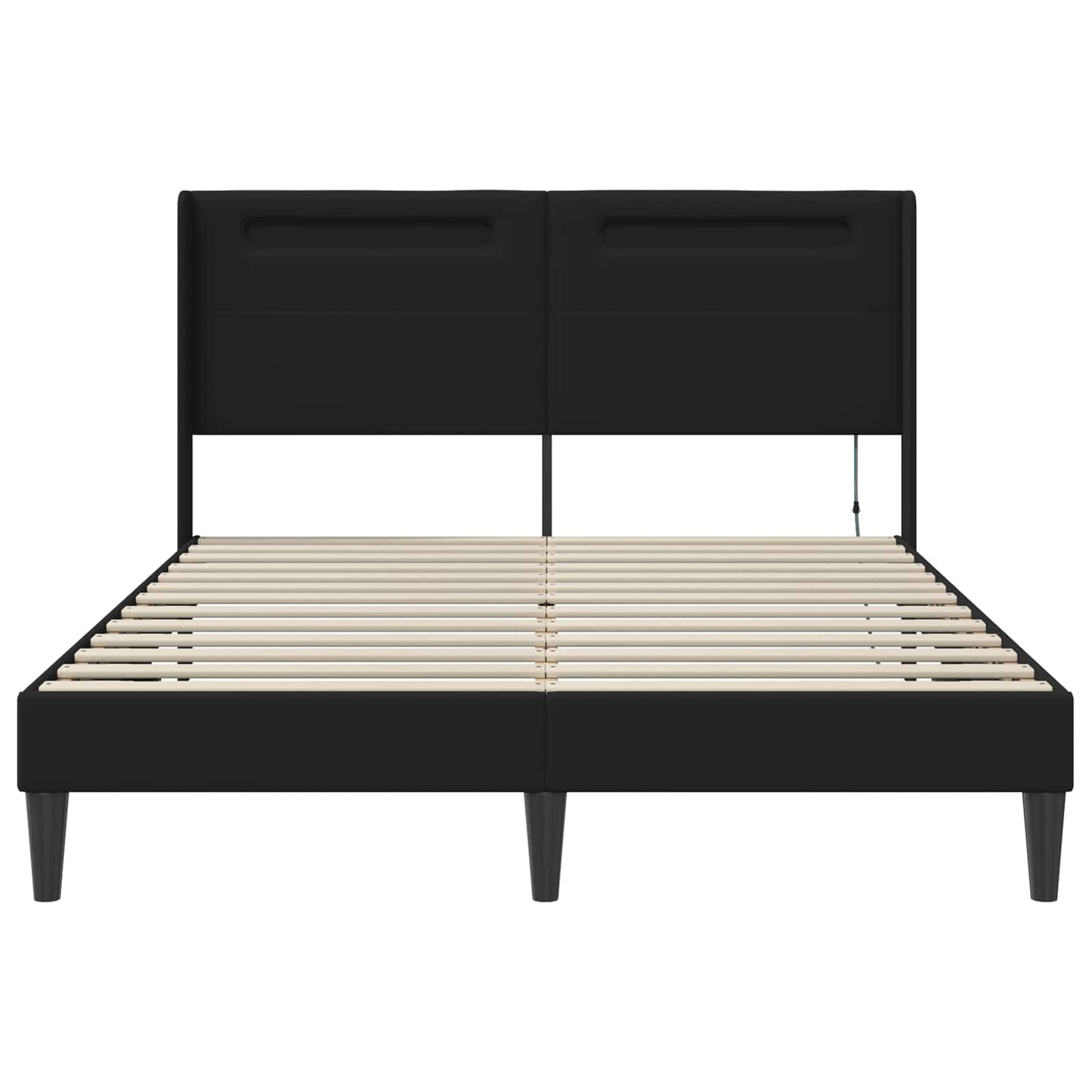 vidaXL Σκελετός Κρεβατιού με κεφαλάρι Μαύρο 160 x 200 cm Τεχνητό Δέρμα