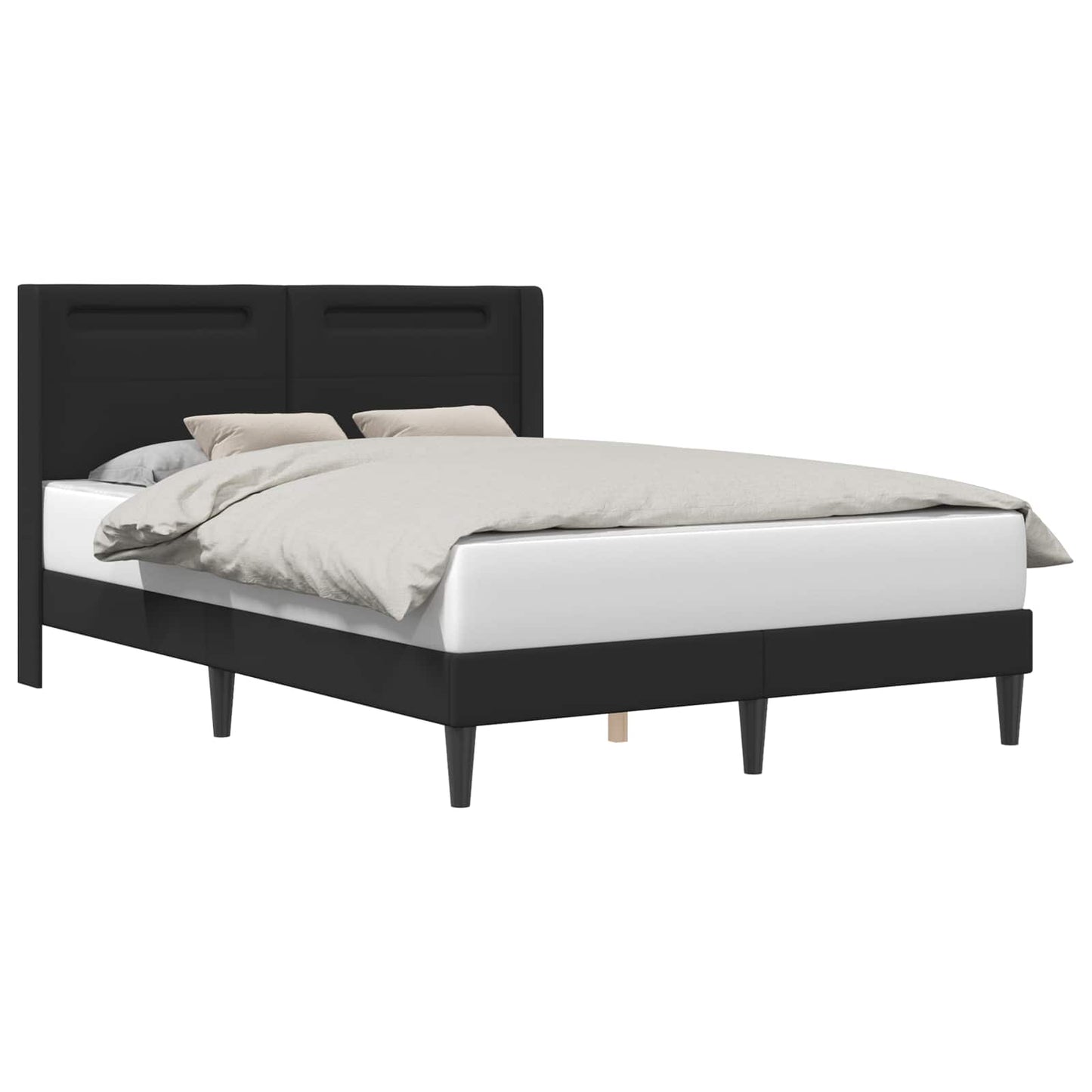 vidaXL Σκελετός Κρεβατιού με κεφαλάρι Μαύρο 160 x 200 cm Τεχνητό Δέρμα