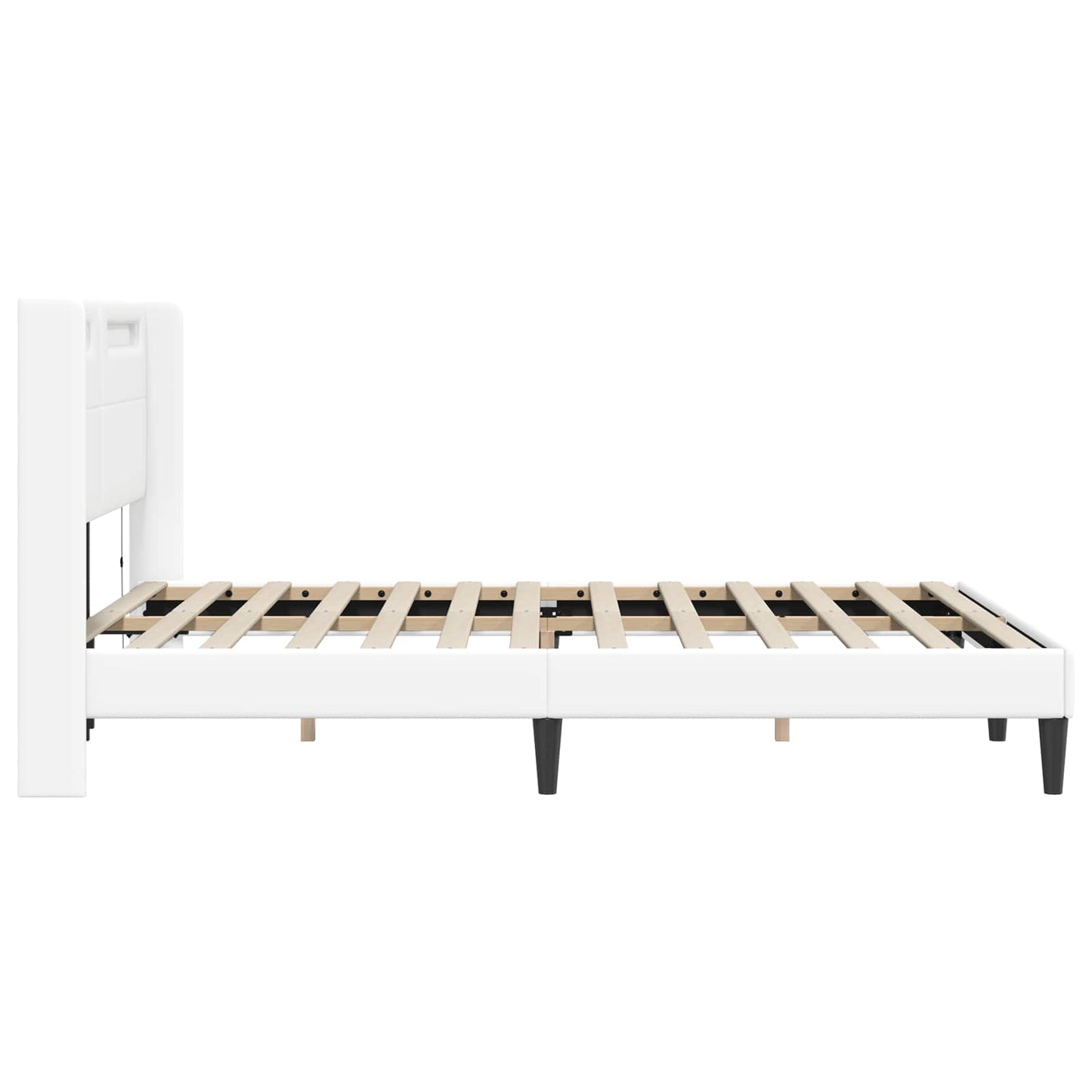 vidaXL Σκελετός Κρεβατιού με κεφαλάρι Λευκό 160 x 200 cm Τεχνητό Δέρμα