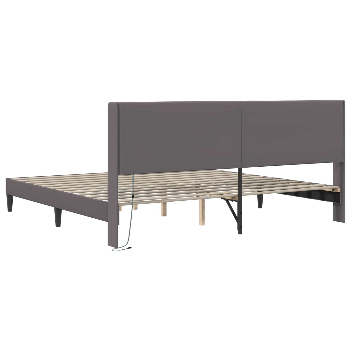 vidaXL Σκελετός Κρεβατιού με κεφαλάρι Γκρι 180 x 200 cm Τεχνητό Δέρμα