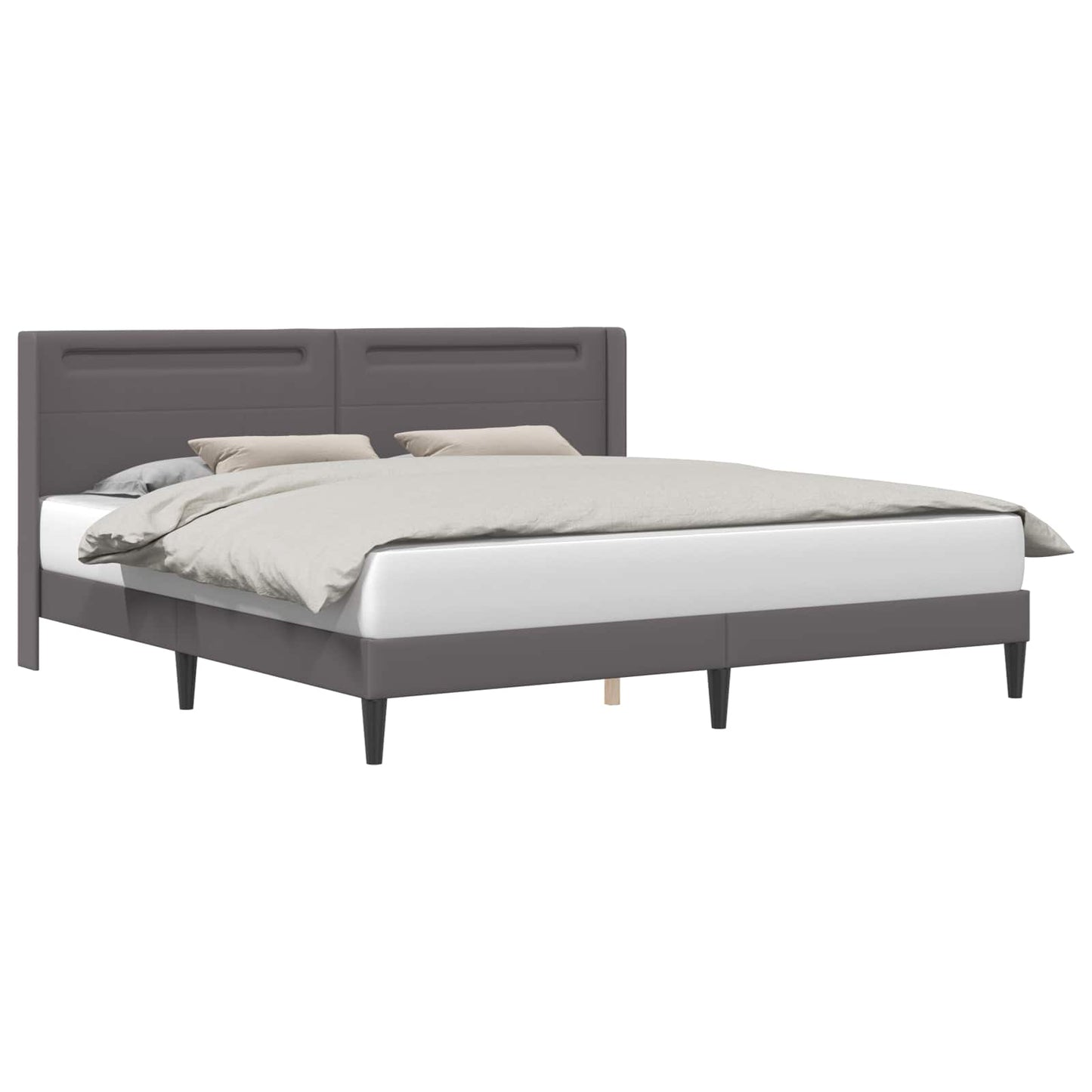 vidaXL Σκελετός Κρεβατιού με κεφαλάρι Γκρι 180 x 200 cm Τεχνητό Δέρμα