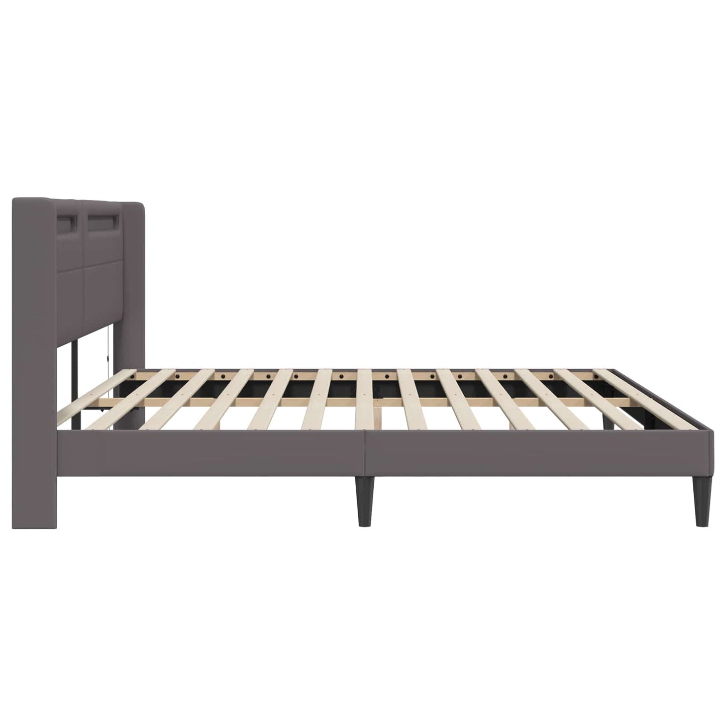 vidaXL Σκελετός Κρεβατιού με κεφαλάρι Γκρι 180 x 200 cm Τεχνητό Δέρμα