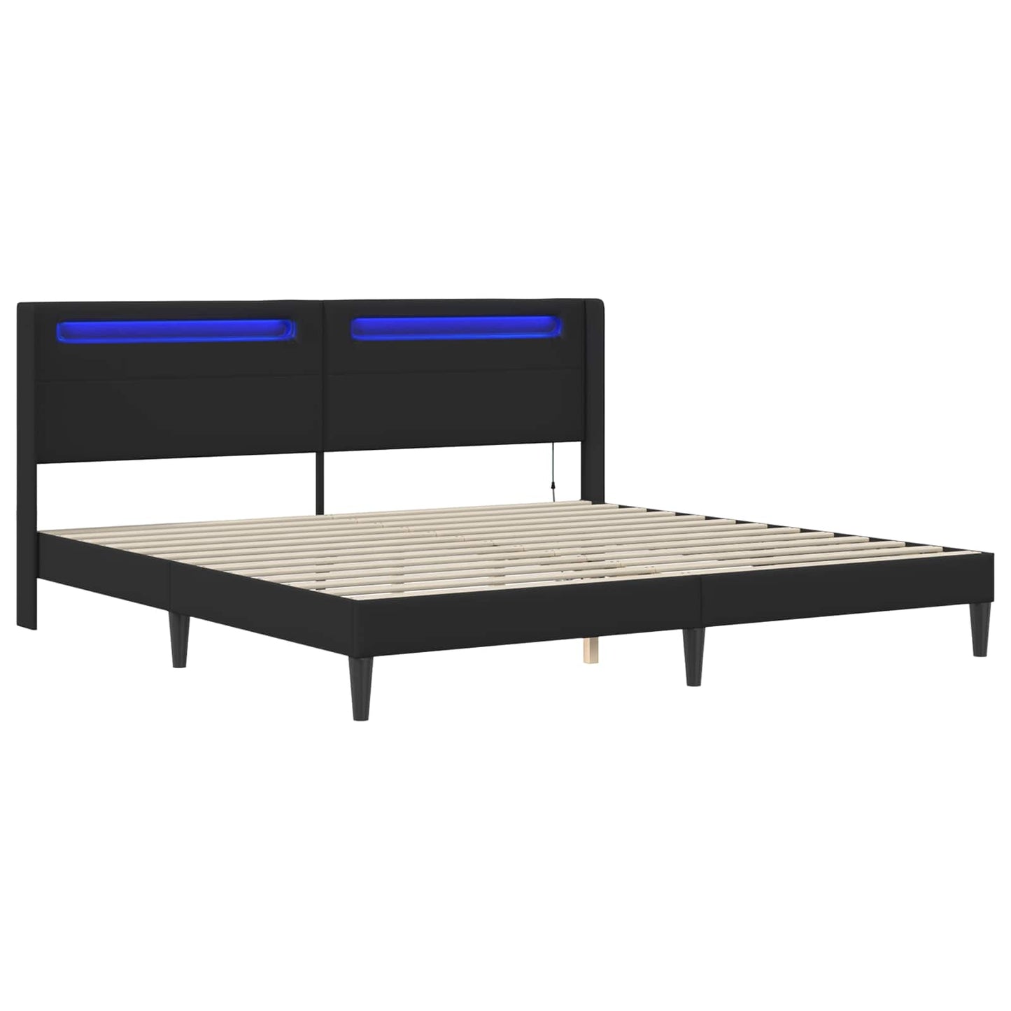 vidaXL Σκελετός Κρεβατιού με κεφαλάρι Μαύρο 180 x 200 cm Τεχνητό Δέρμα