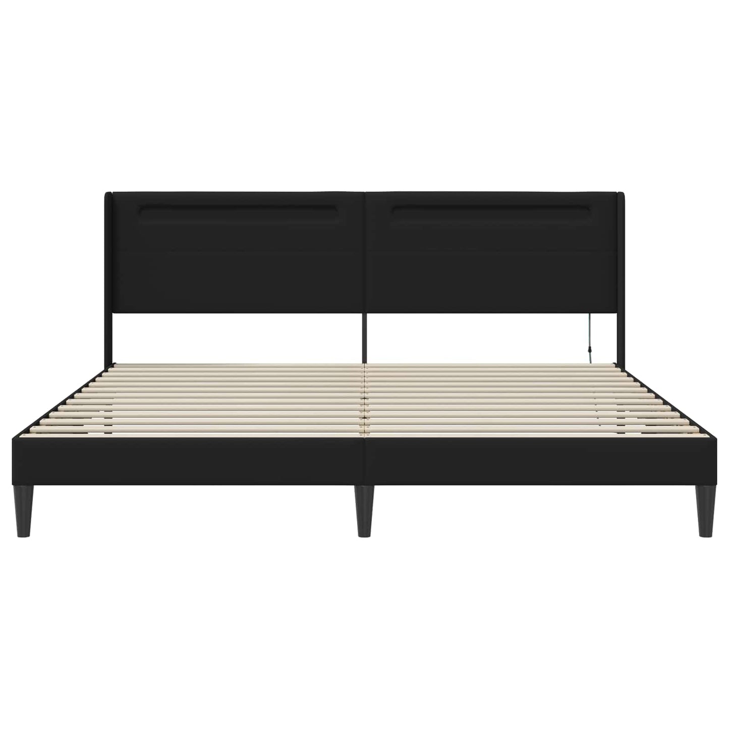 vidaXL Σκελετός Κρεβατιού με κεφαλάρι Μαύρο 180 x 200 cm Τεχνητό Δέρμα