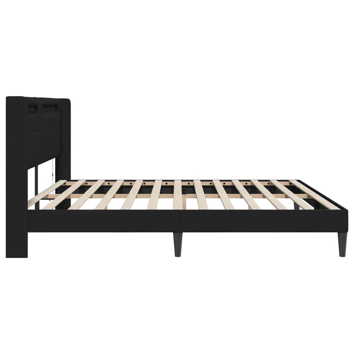 vidaXL Σκελετός Κρεβατιού με κεφαλάρι Μαύρο 180 x 200 cm Τεχνητό Δέρμα