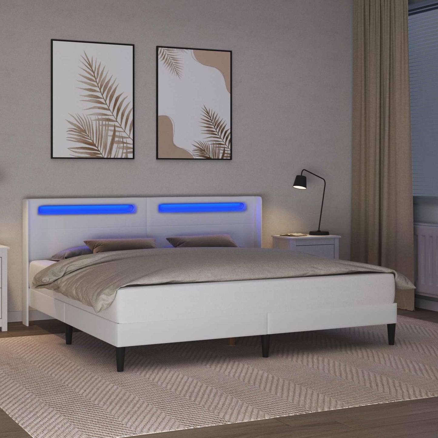 vidaXL Σκελετός Κρεβατιού με κεφαλάρι Λευκό 180 x 200 cm Τεχνητό Δέρμα