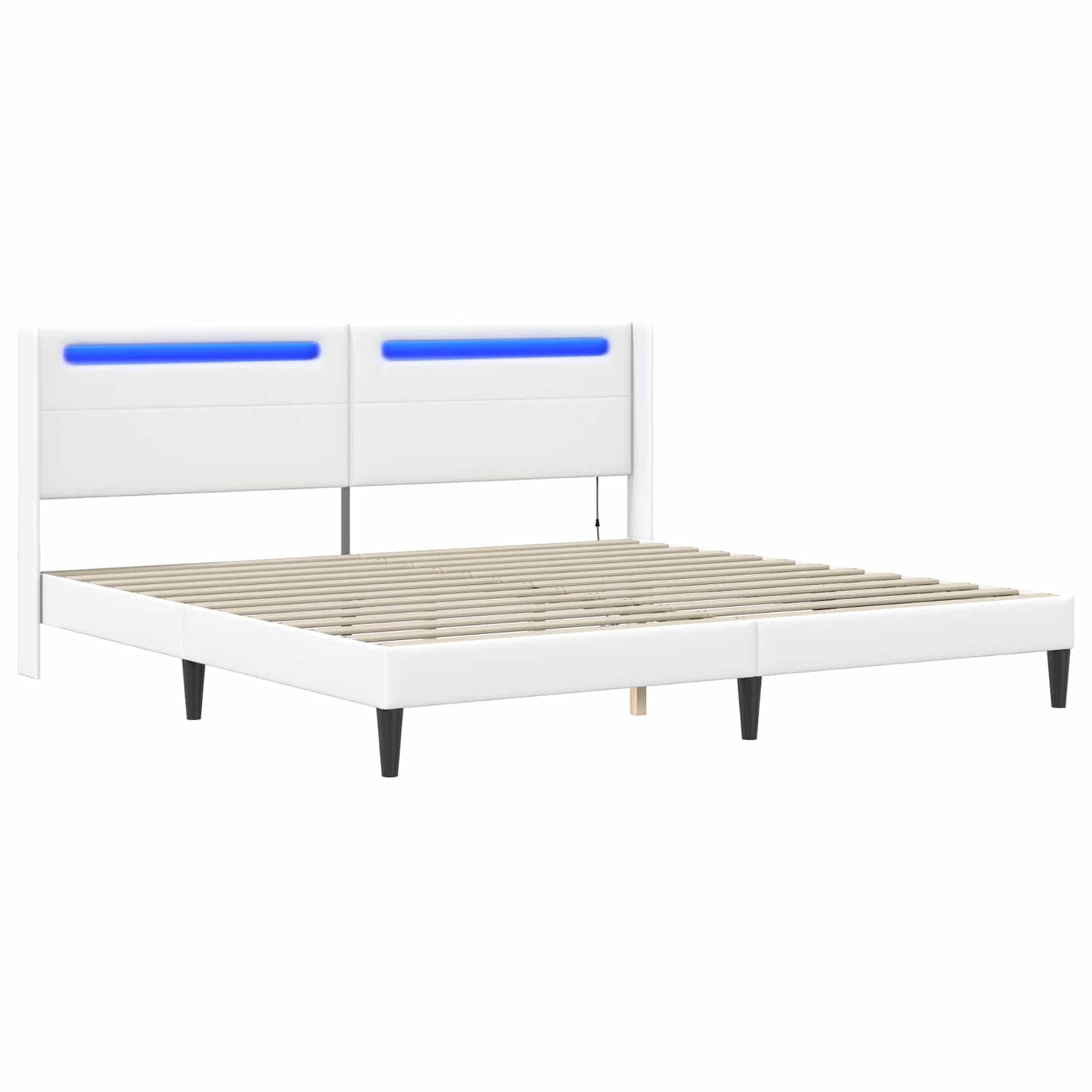vidaXL Σκελετός Κρεβατιού με κεφαλάρι Λευκό 180 x 200 cm Τεχνητό Δέρμα