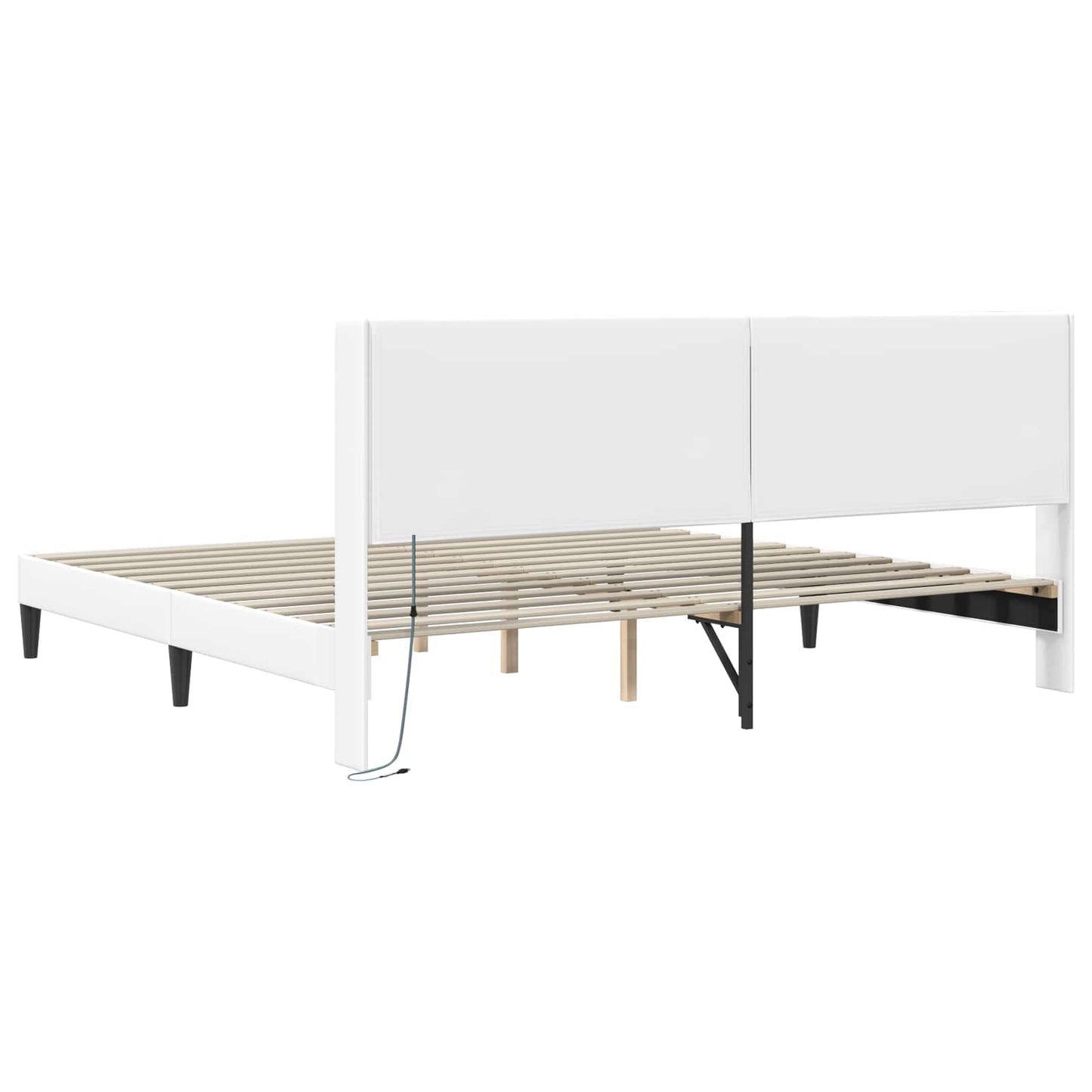 vidaXL Σκελετός Κρεβατιού με κεφαλάρι Λευκό 180 x 200 cm Τεχνητό Δέρμα