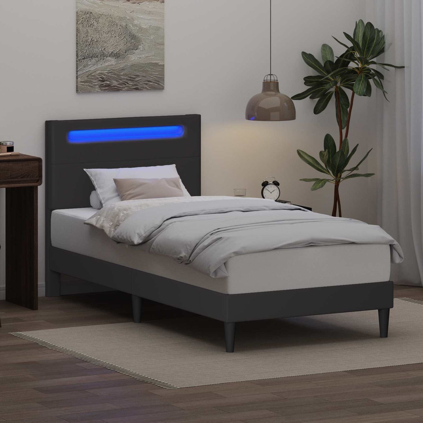 vidaXL Σκελετός Κρεβατιού με κεφαλάρι Γκρι 80 x 200 cm Τεχνητό Δέρμα