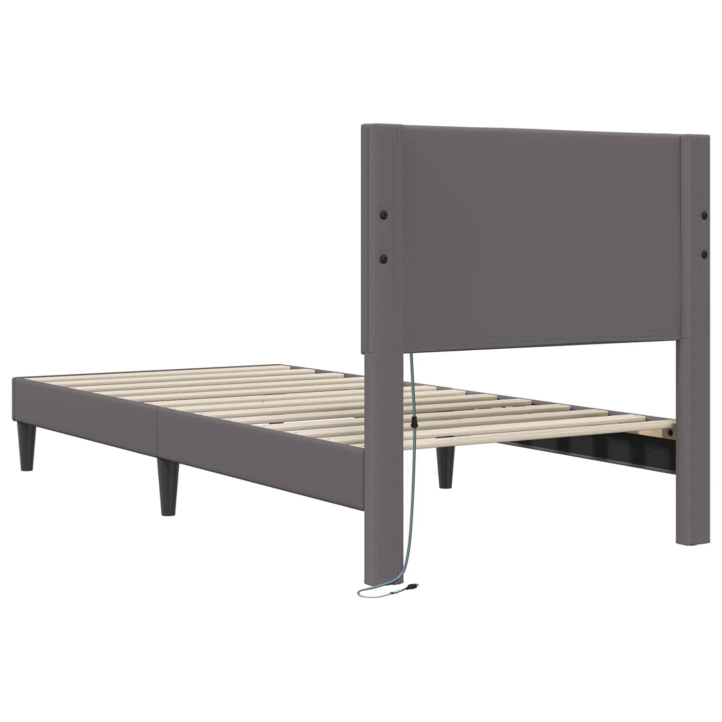 vidaXL Σκελετός Κρεβατιού με κεφαλάρι Γκρι 90 x 190 cm Τεχνητό Δέρμα