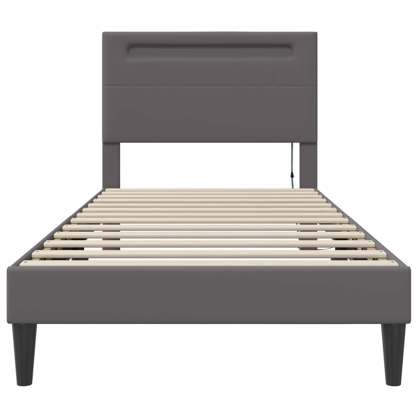 vidaXL Σκελετός Κρεβατιού με κεφαλάρι Γκρι 90 x 190 cm Τεχνητό Δέρμα