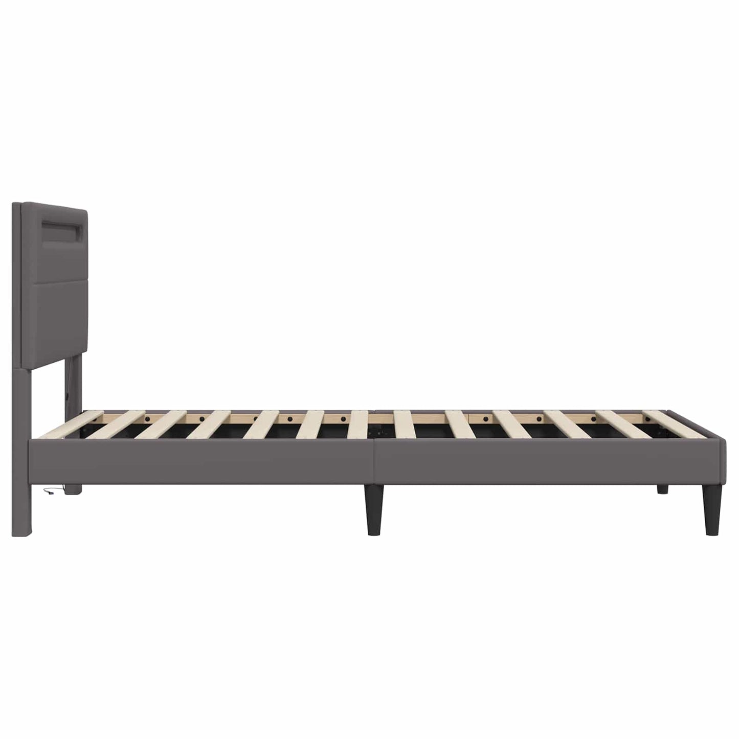 vidaXL Σκελετός Κρεβατιού με κεφαλάρι Γκρι 90 x 190 cm Τεχνητό Δέρμα