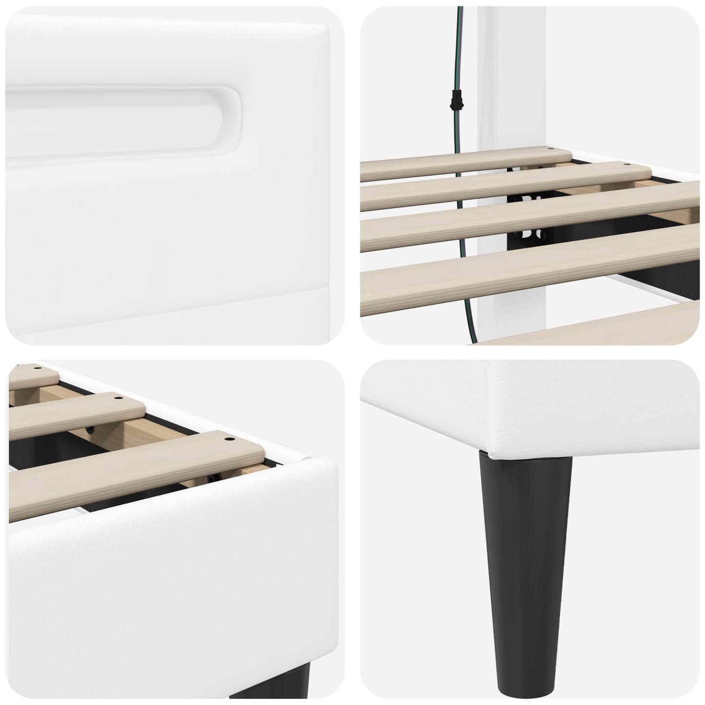 vidaXL Σκελετός Κρεβατιού με κεφαλάρι Λευκό 90 x 190 cm Τεχνητό Δέρμα