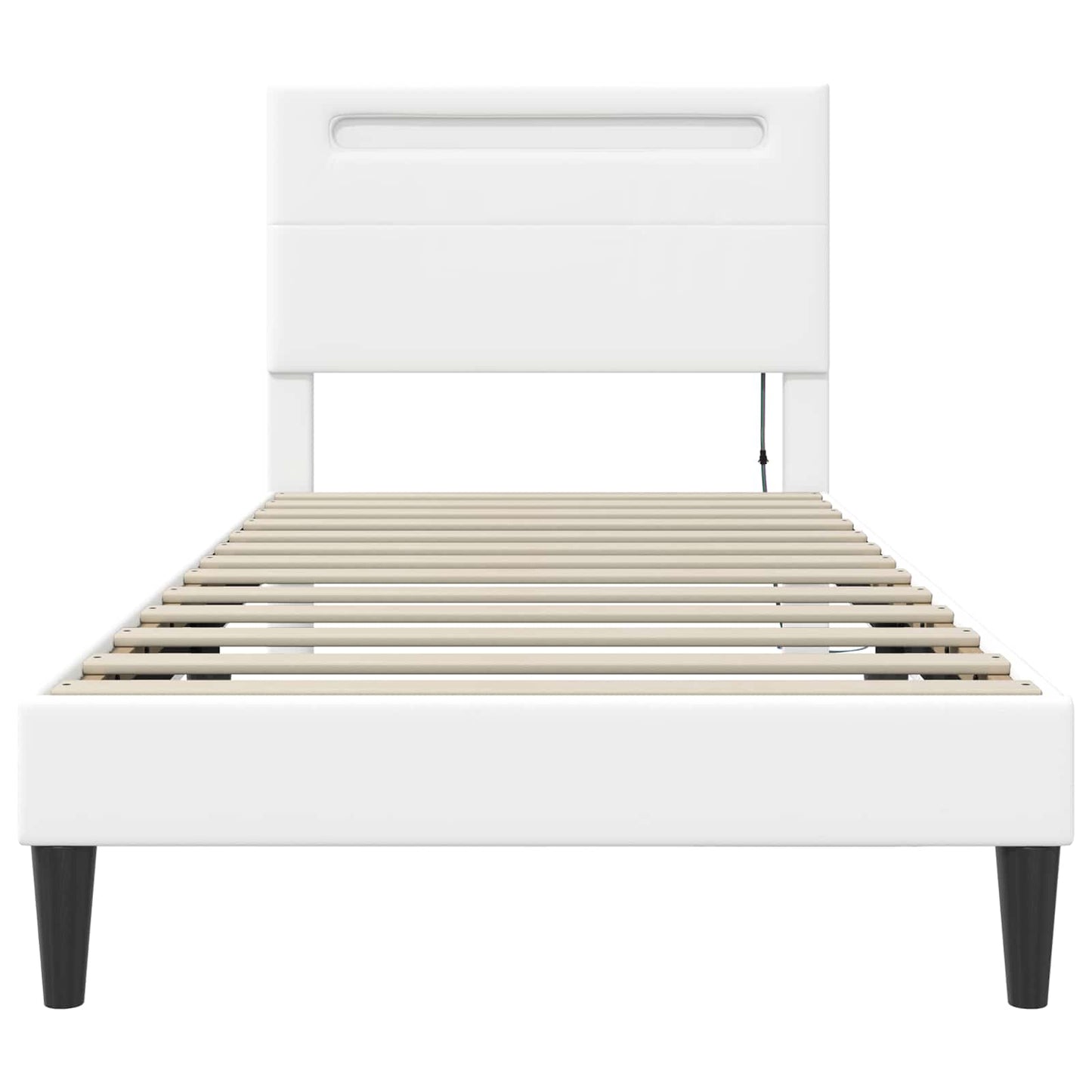 vidaXL Σκελετός Κρεβατιού με κεφαλάρι Λευκό 90 x 190 cm Τεχνητό Δέρμα