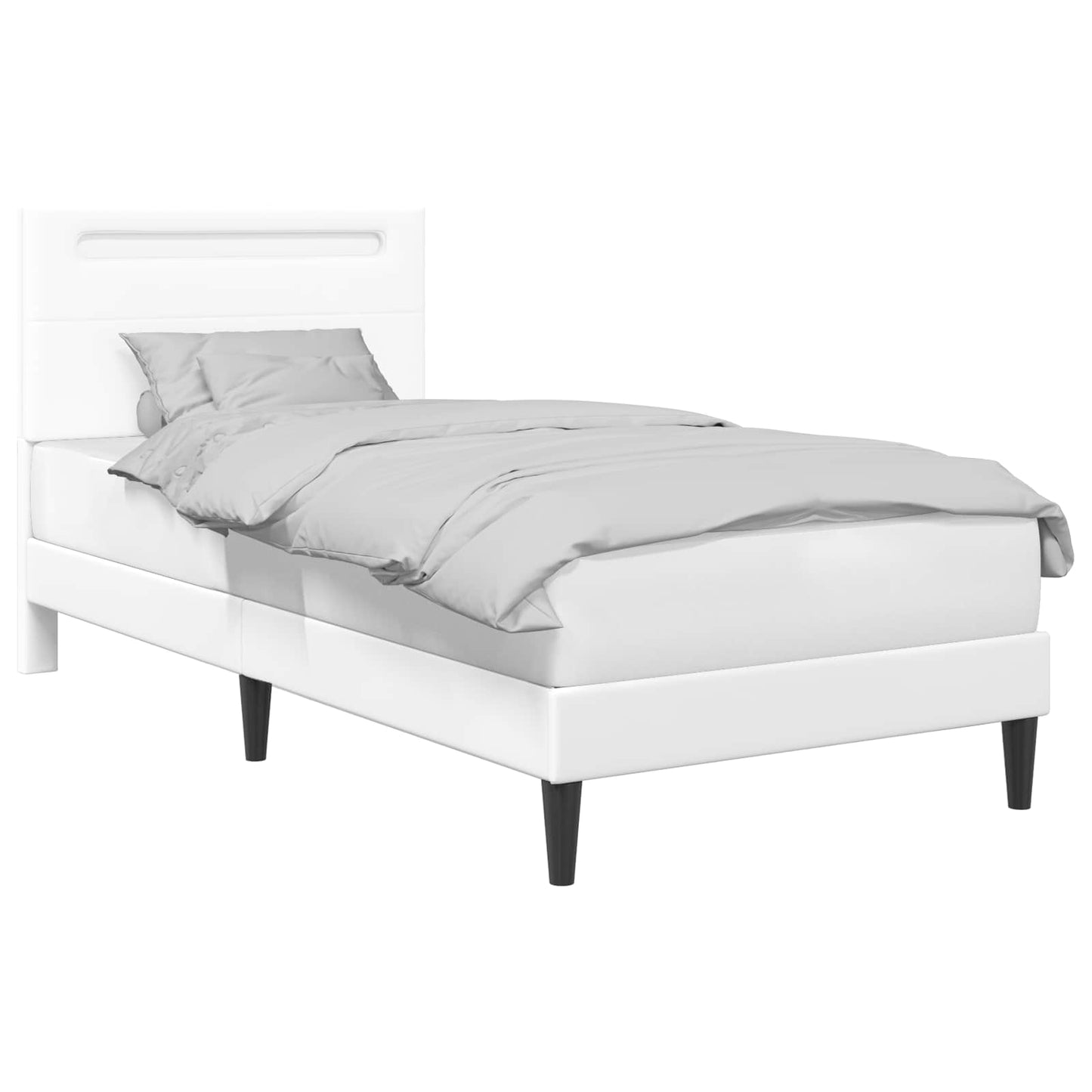 vidaXL Σκελετός Κρεβατιού με κεφαλάρι Λευκό 90 x 190 cm Τεχνητό Δέρμα