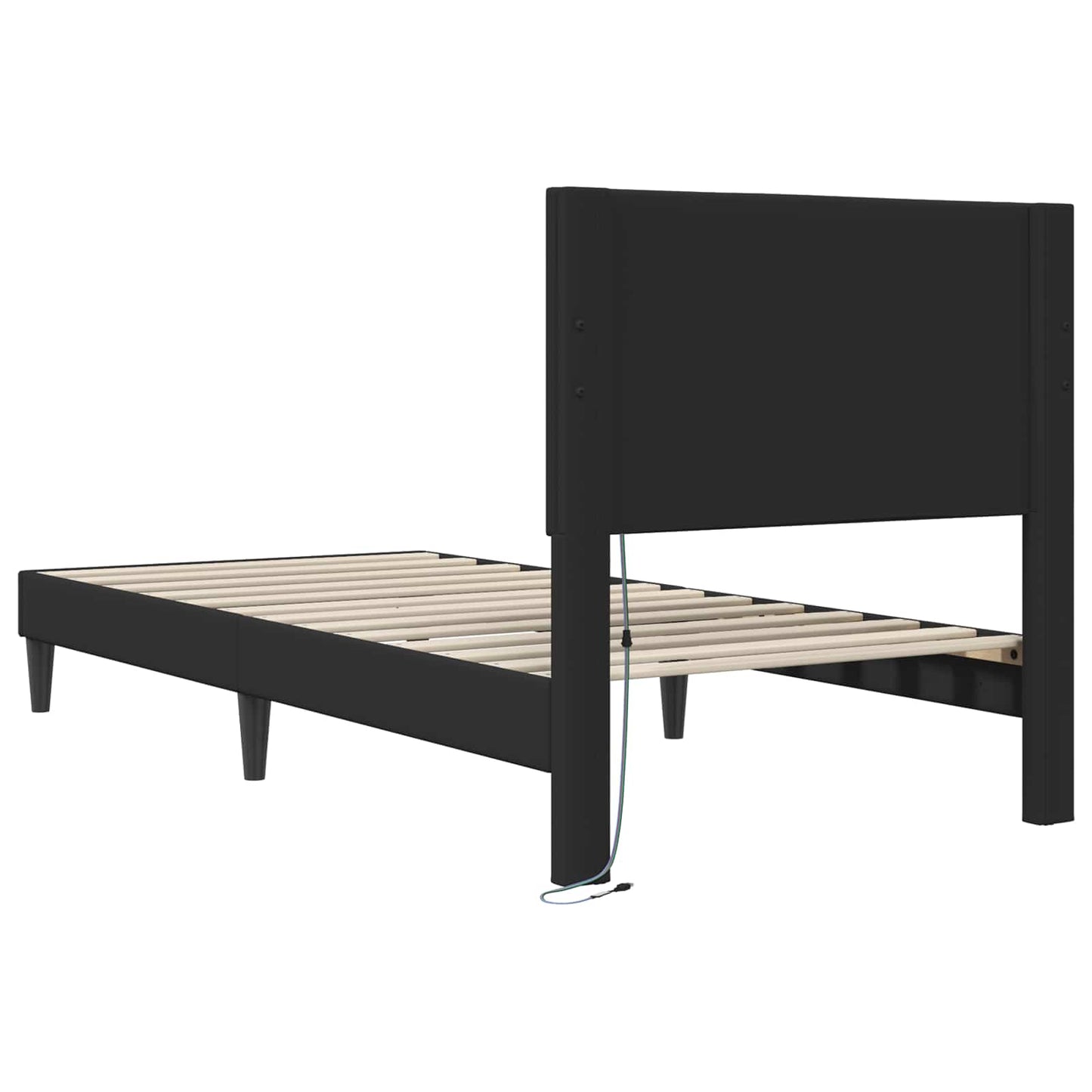 vidaXL Σκελετός Κρεβατιού με κεφαλάρι Μαύρο 90 x 200 cm Τεχνητό Δέρμα
