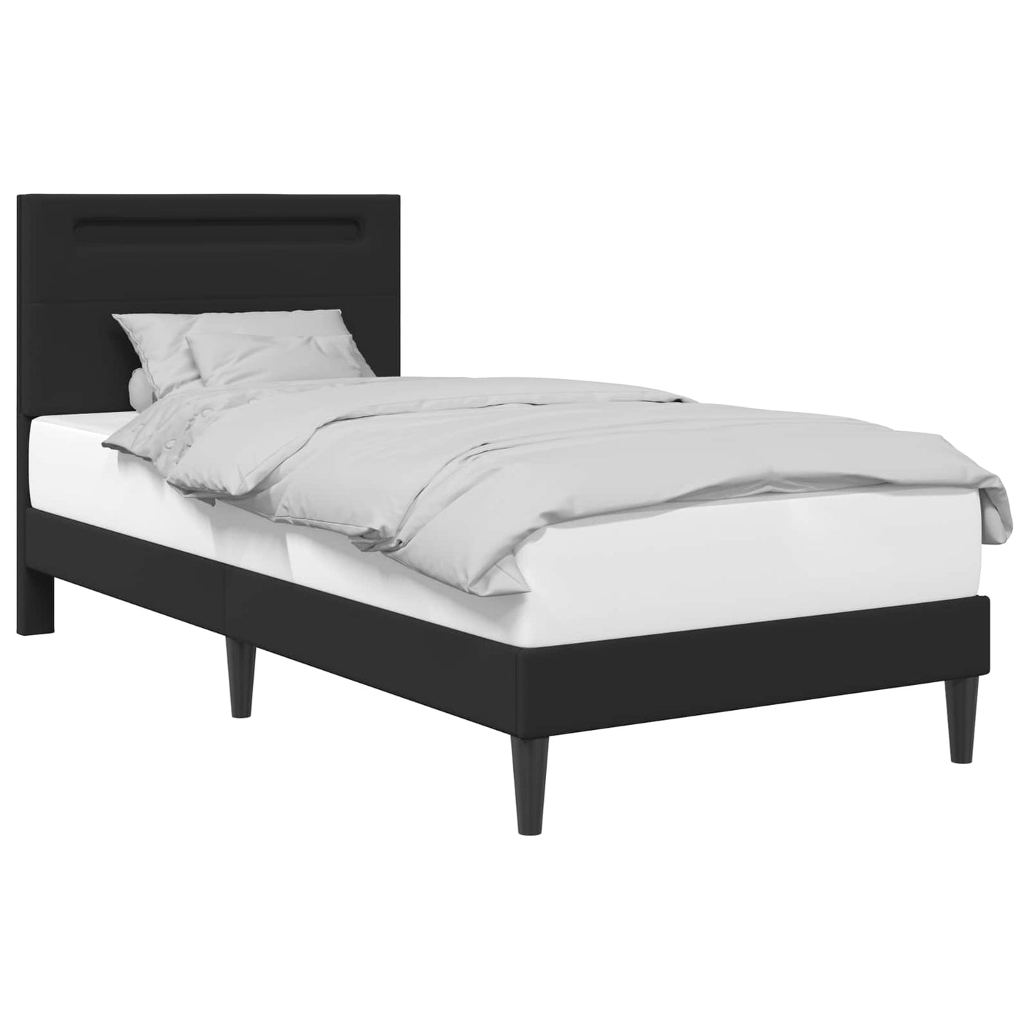 vidaXL Σκελετός Κρεβατιού με κεφαλάρι Μαύρο 90 x 200 cm Τεχνητό Δέρμα