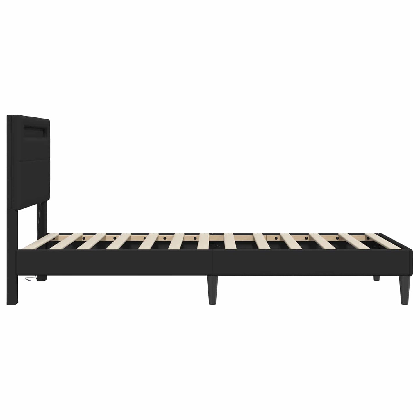 vidaXL Σκελετός Κρεβατιού με κεφαλάρι Μαύρο 90 x 200 cm Τεχνητό Δέρμα