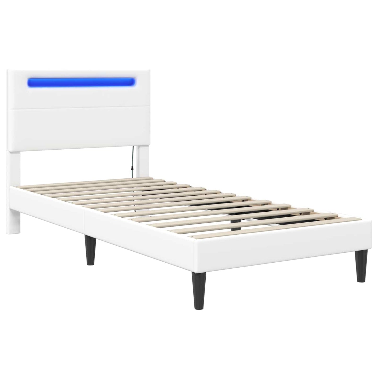 vidaXL Σκελετός Κρεβατιού με κεφαλάρι Λευκό 90 x 200 cm Τεχνητό Δέρμα