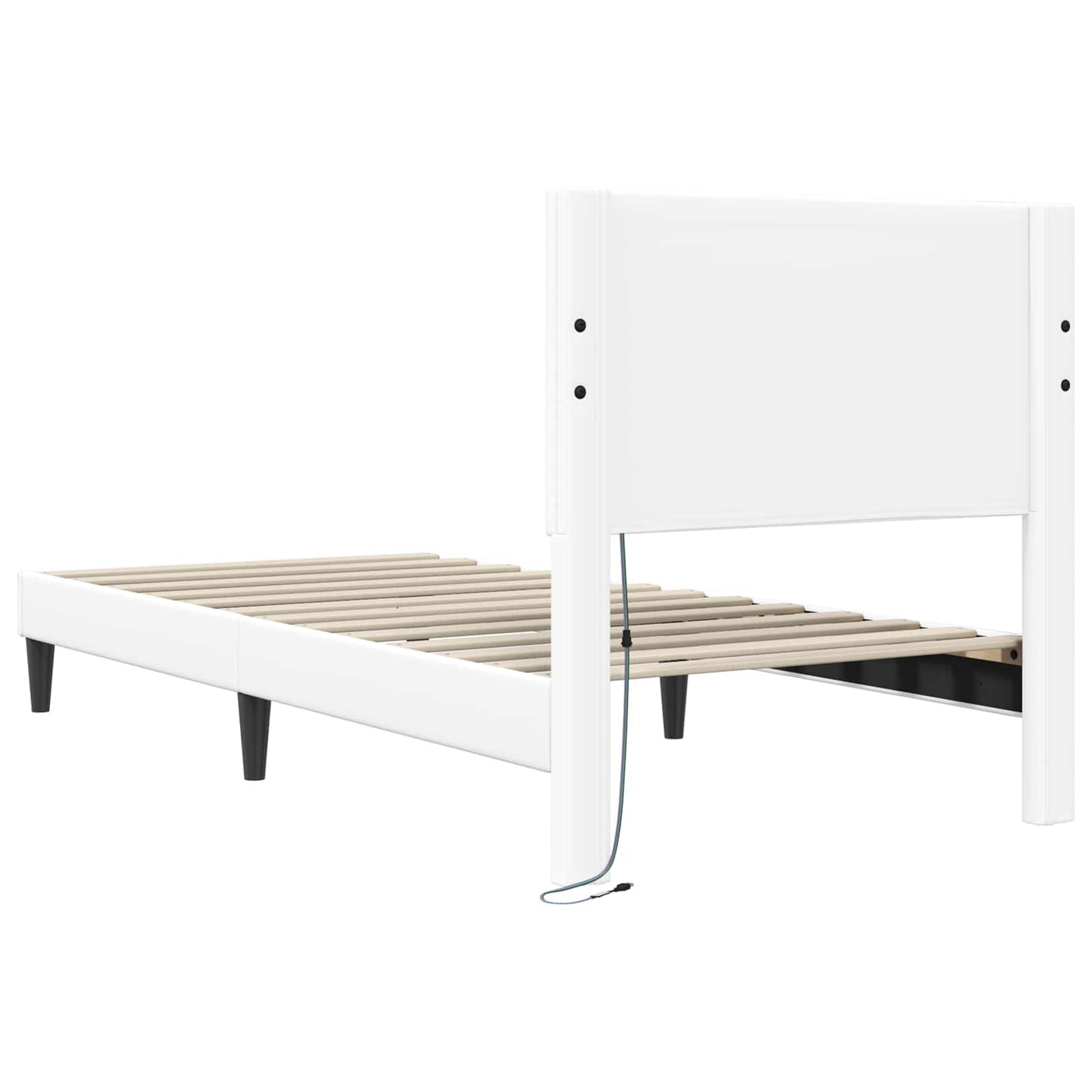 vidaXL Σκελετός Κρεβατιού με κεφαλάρι Λευκό 90 x 200 cm Τεχνητό Δέρμα