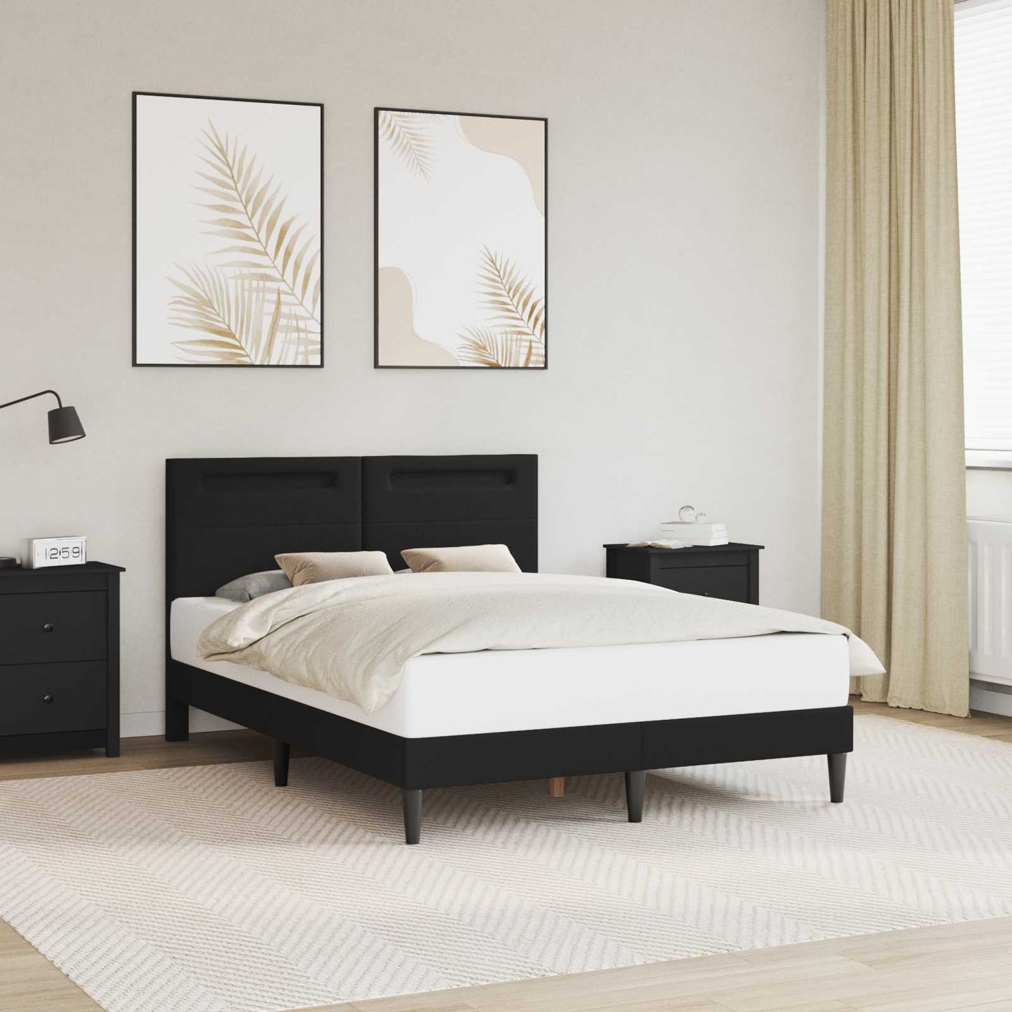 vidaXL Σκελετός Κρεβατιού με κεφαλάρι Μαύρο 120 x 190 cm Τεχνητό Δέρμα
