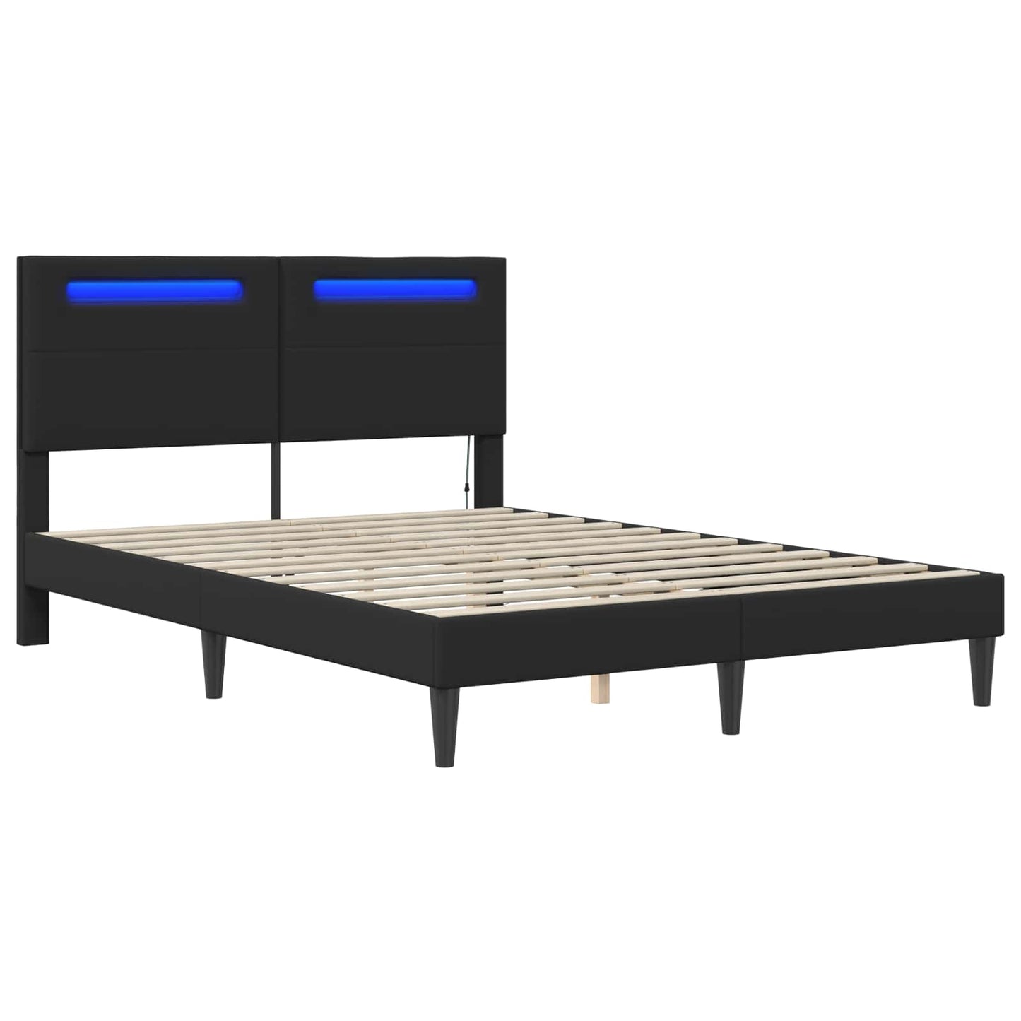 vidaXL Σκελετός Κρεβατιού με κεφαλάρι Μαύρο 120 x 200 cm Τεχνητό Δέρμα