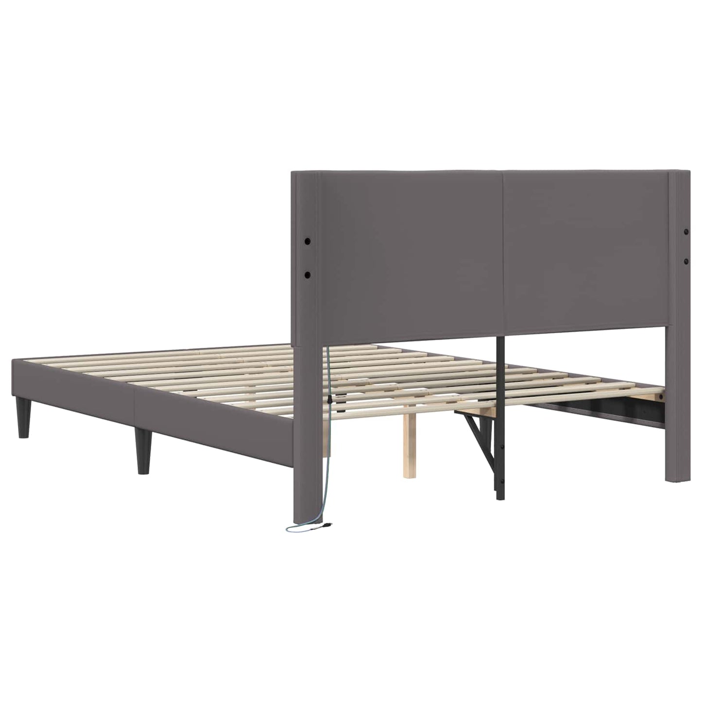 vidaXL Σκελετός Κρεβατιού με κεφαλάρι Γκρι 140 x 190 cm Τεχνητό Δέρμα