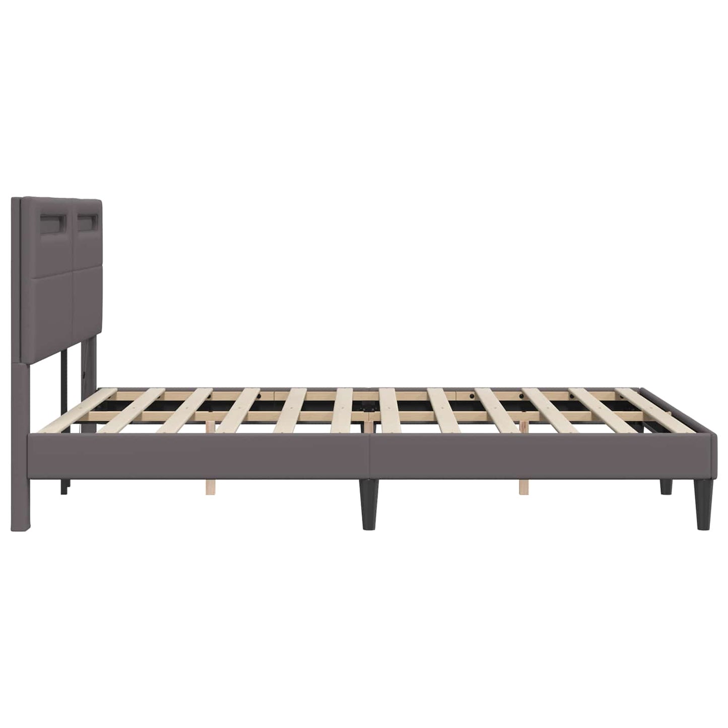 vidaXL Σκελετός Κρεβατιού με κεφαλάρι Γκρι 140 x 190 cm Τεχνητό Δέρμα