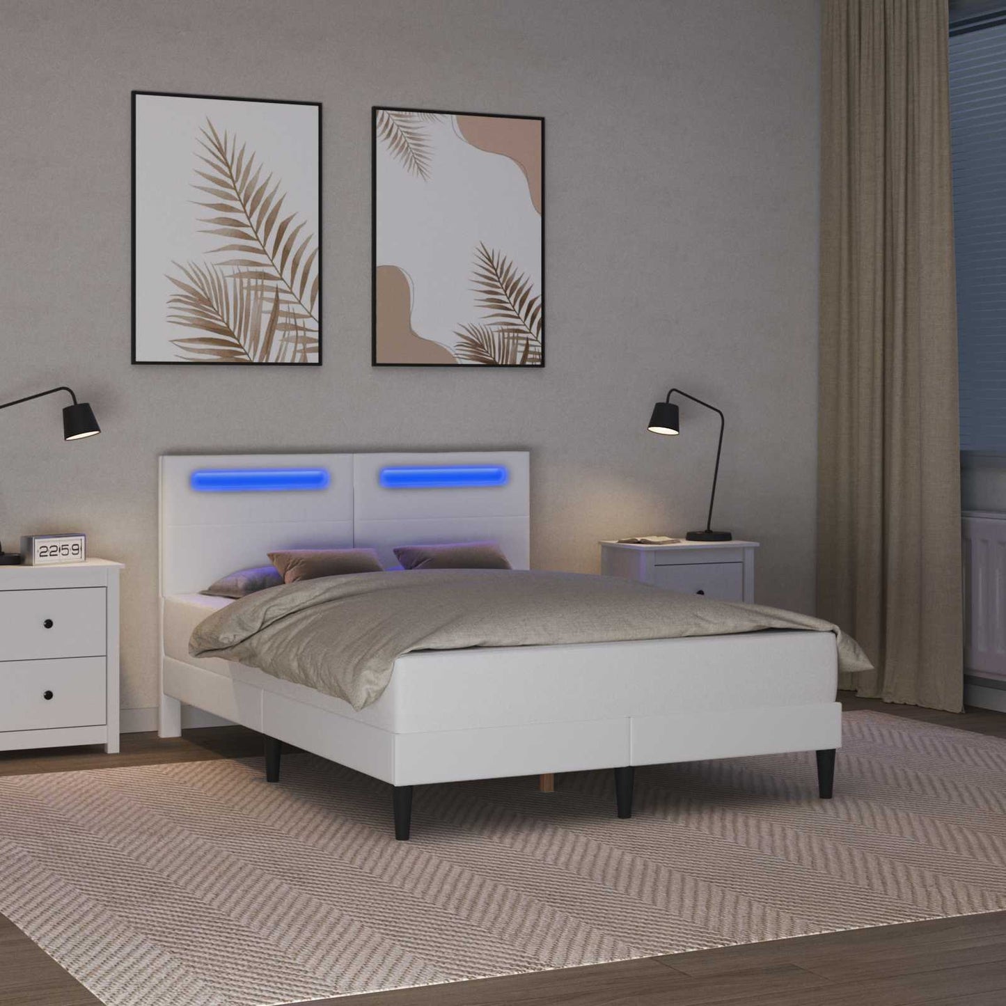 vidaXL Σκελετός Κρεβατιού με κεφαλάρι Λευκό 140 x 190 cm Τεχνητό Δέρμα