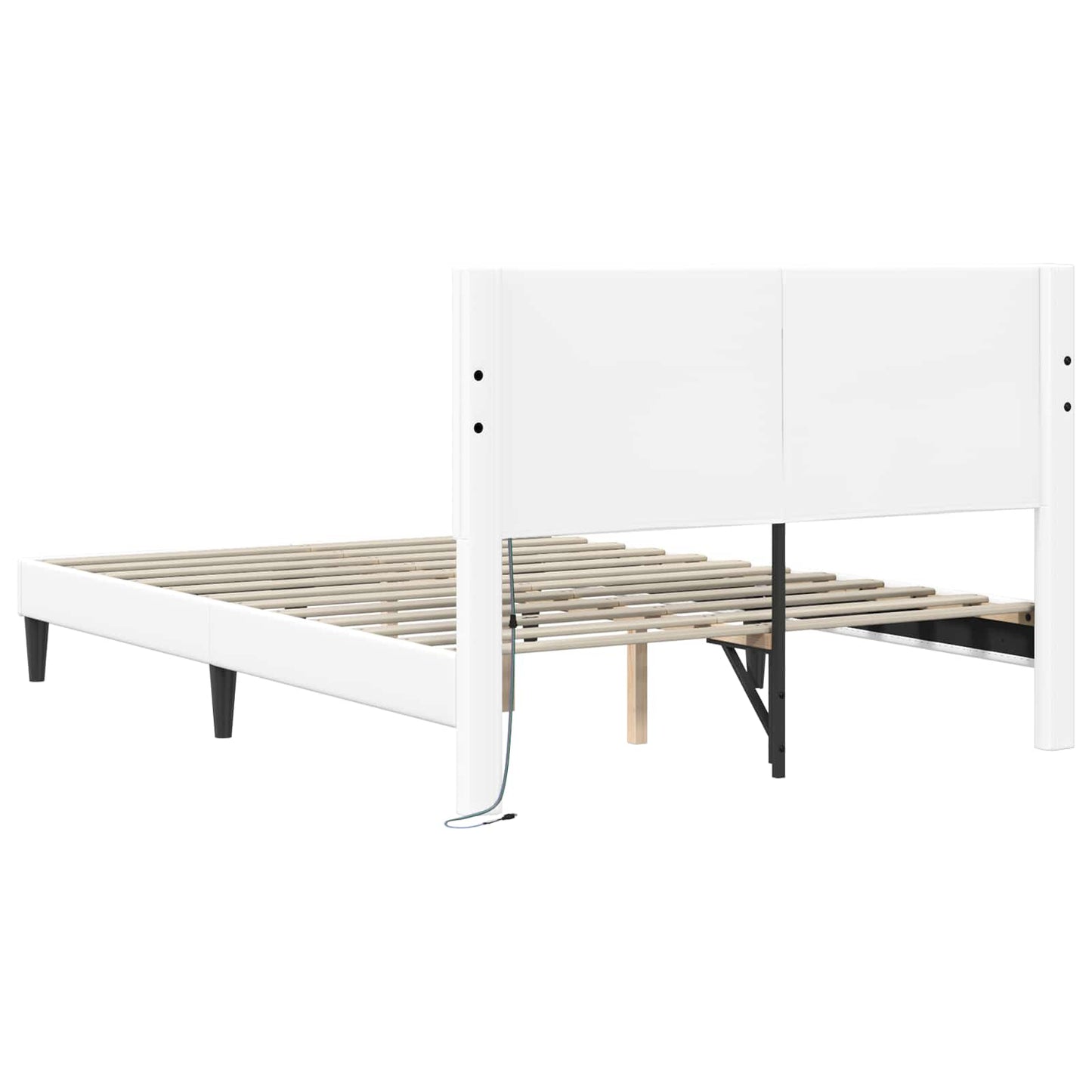 vidaXL Σκελετός Κρεβατιού με κεφαλάρι Λευκό 140 x 190 cm Τεχνητό Δέρμα