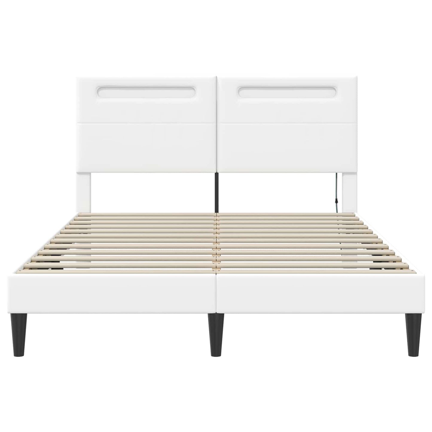 vidaXL Σκελετός Κρεβατιού με κεφαλάρι Λευκό 140 x 190 cm Τεχνητό Δέρμα