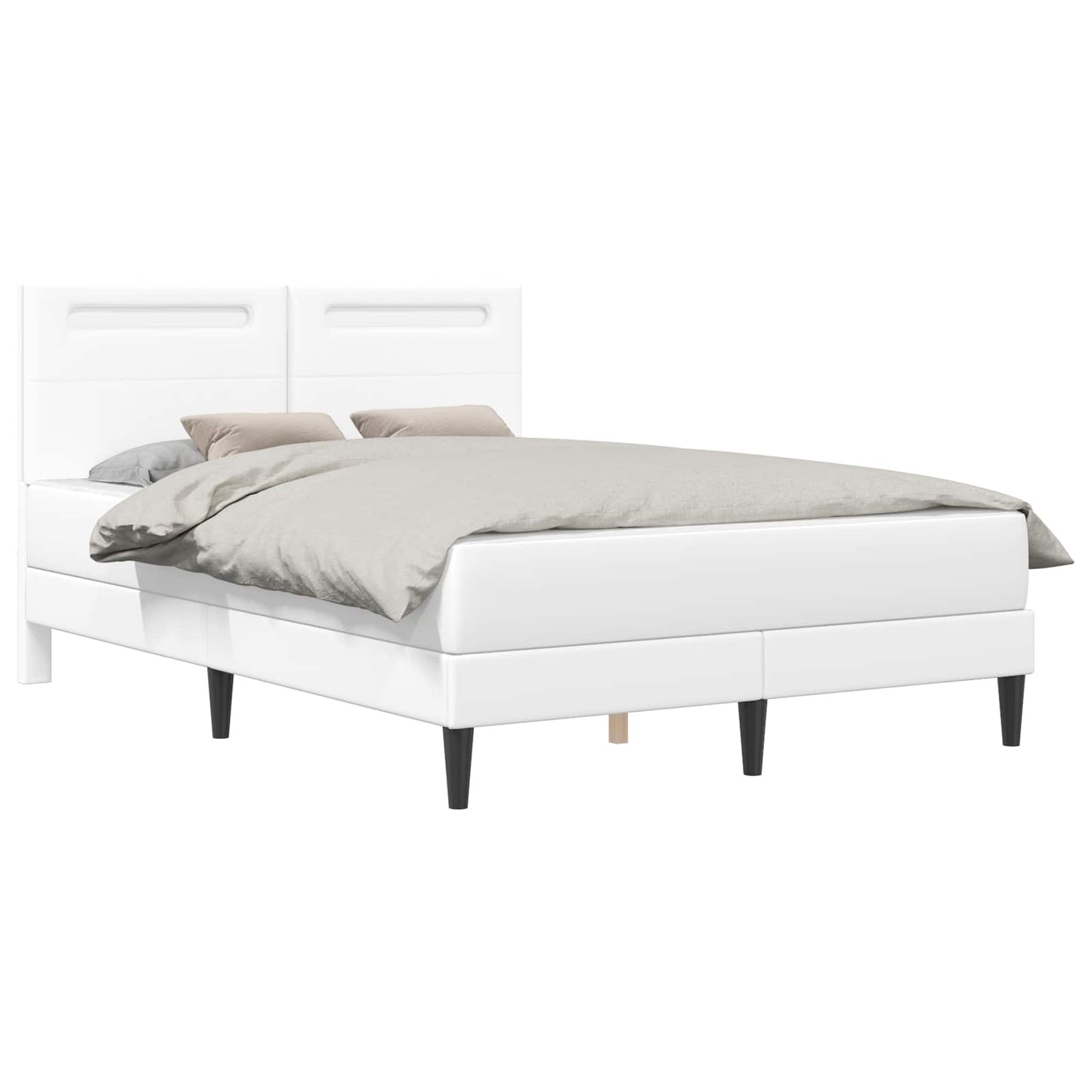 vidaXL Σκελετός Κρεβατιού με κεφαλάρι Λευκό 140 x 190 cm Τεχνητό Δέρμα
