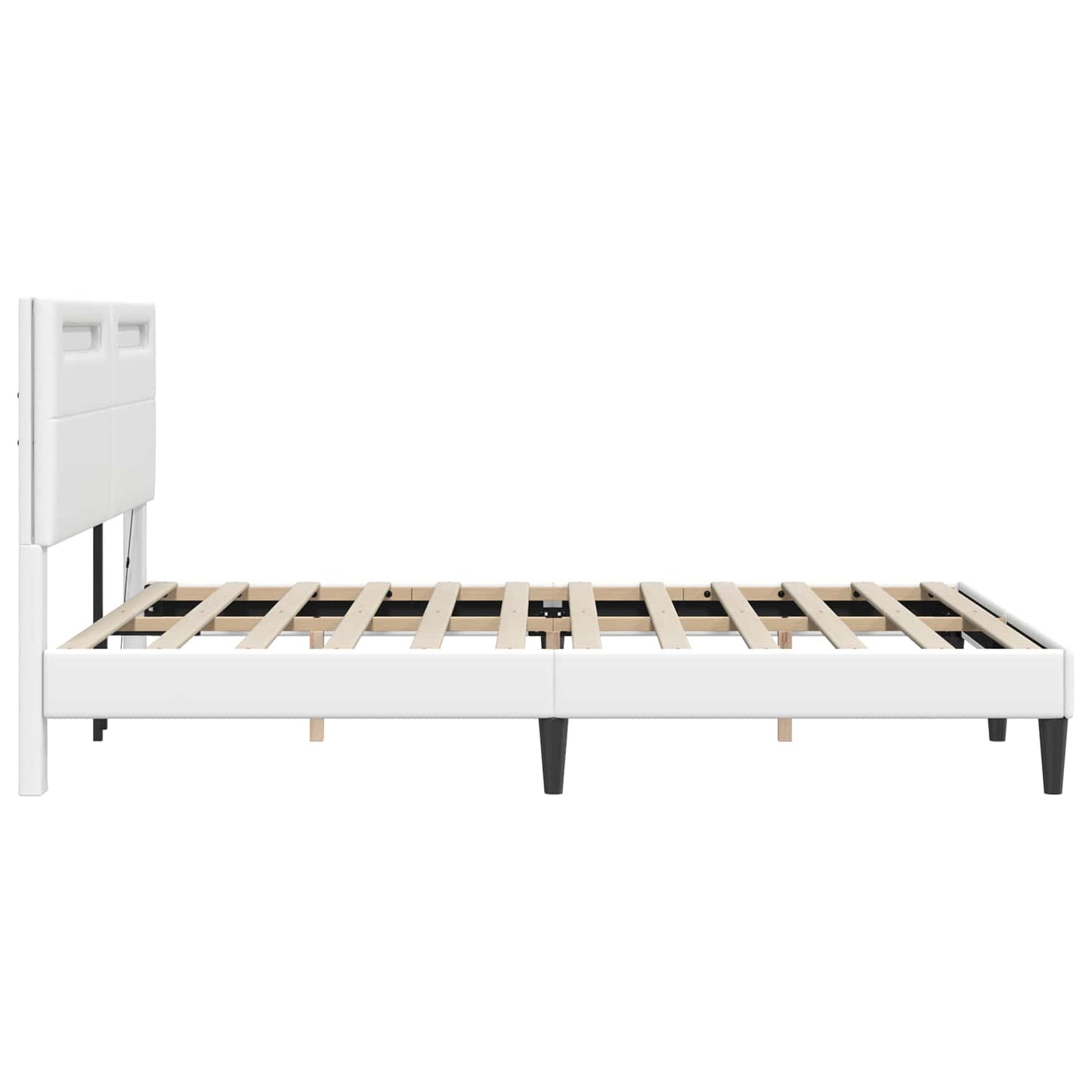 vidaXL Σκελετός Κρεβατιού με κεφαλάρι Λευκό 140 x 190 cm Τεχνητό Δέρμα