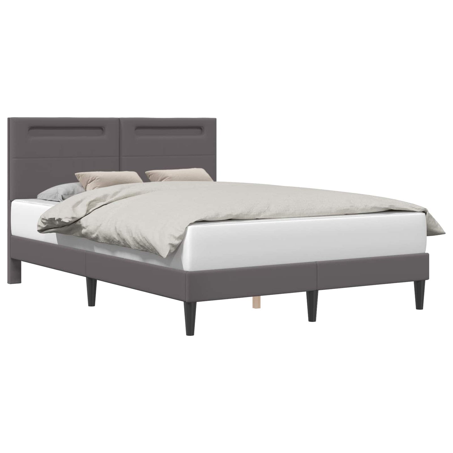 vidaXL Σκελετός Κρεβατιού με κεφαλάρι Γκρι 140 x 200 cm Τεχνητό Δέρμα