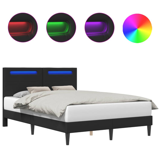 vidaXL Σκελετός Κρεβατιού με κεφαλάρι Μαύρο 140 x 200 cm Τεχνητό Δέρμα