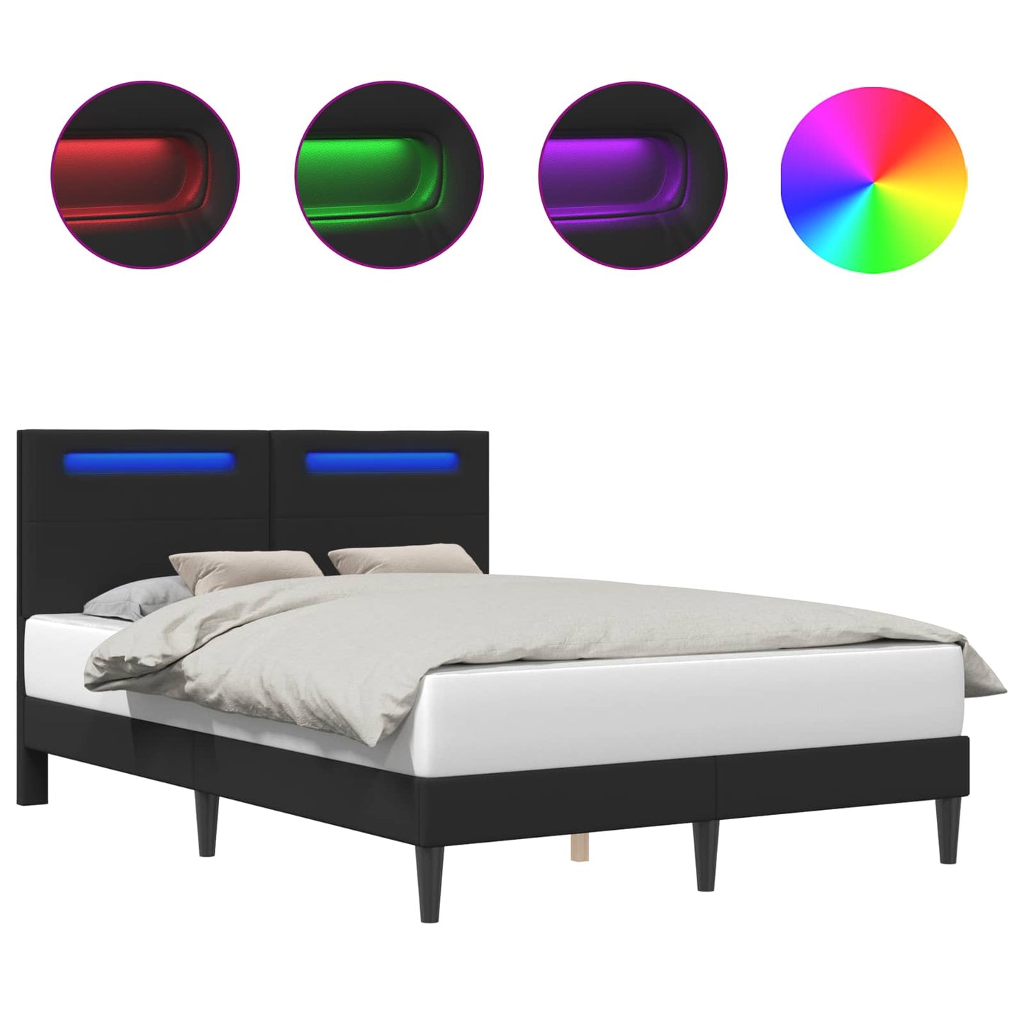 vidaXL Σκελετός Κρεβατιού με κεφαλάρι Μαύρο 140 x 200 cm Τεχνητό Δέρμα