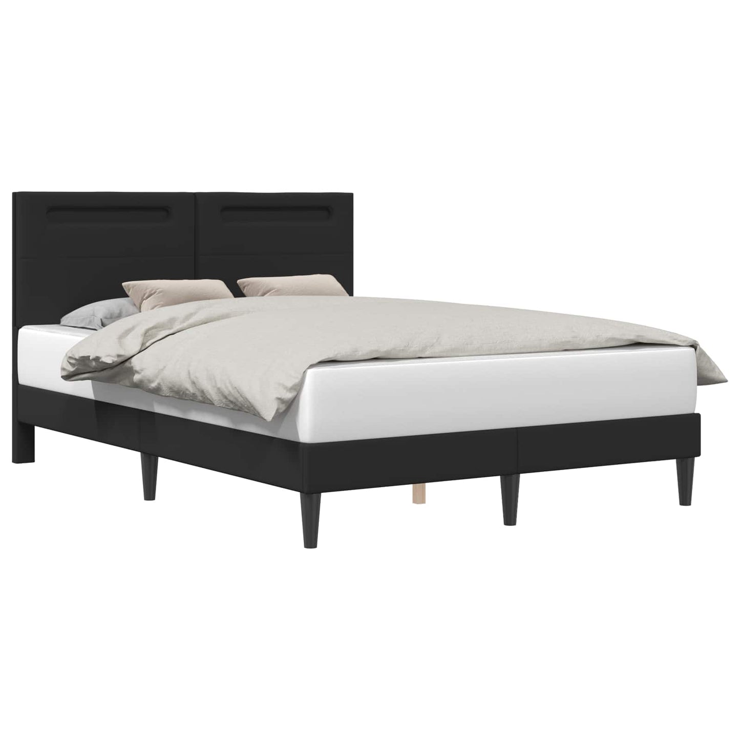 vidaXL Σκελετός Κρεβατιού με κεφαλάρι Μαύρο 140 x 200 cm Τεχνητό Δέρμα