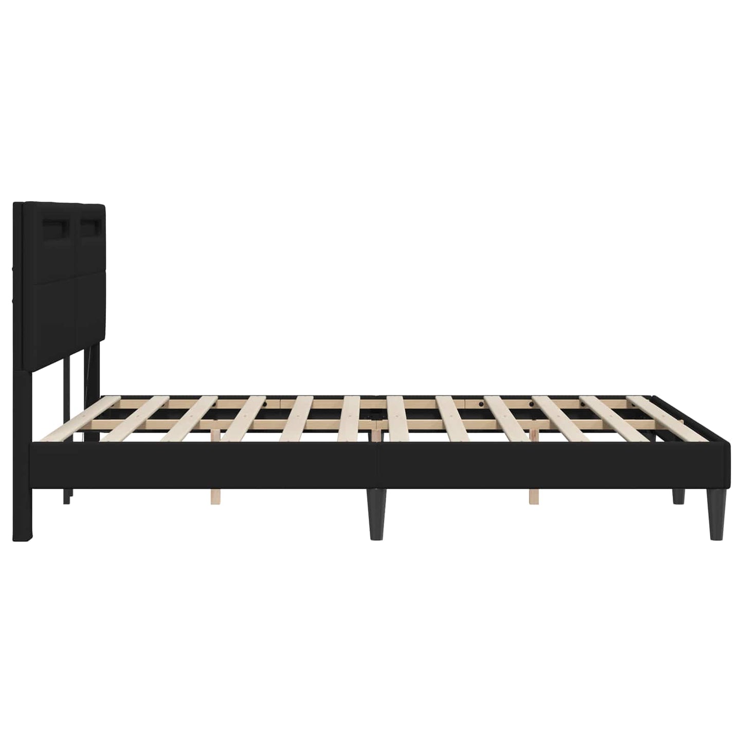 vidaXL Σκελετός Κρεβατιού με κεφαλάρι Μαύρο 140 x 200 cm Τεχνητό Δέρμα