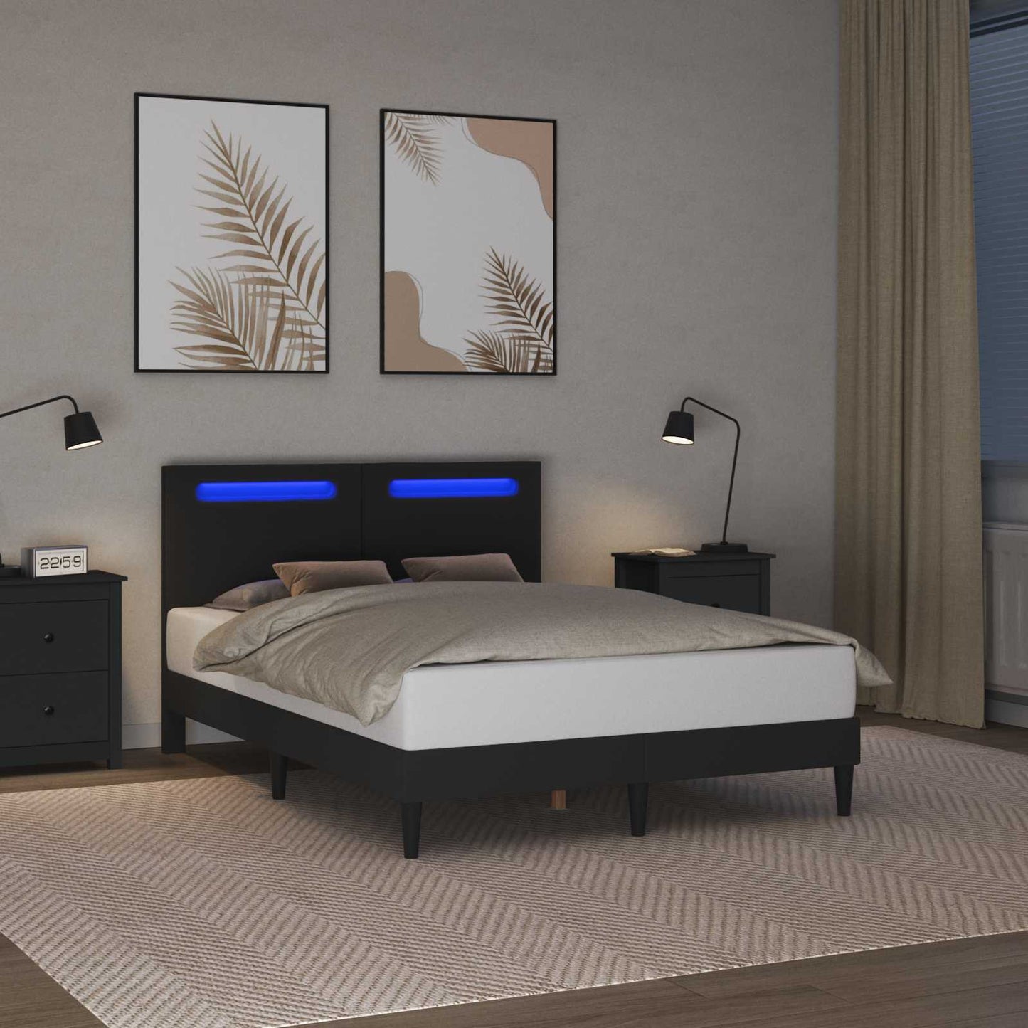 vidaXL Σκελετός Κρεβατιού με κεφαλάρι Μαύρο 160 x 200 cm Τεχνητό Δέρμα