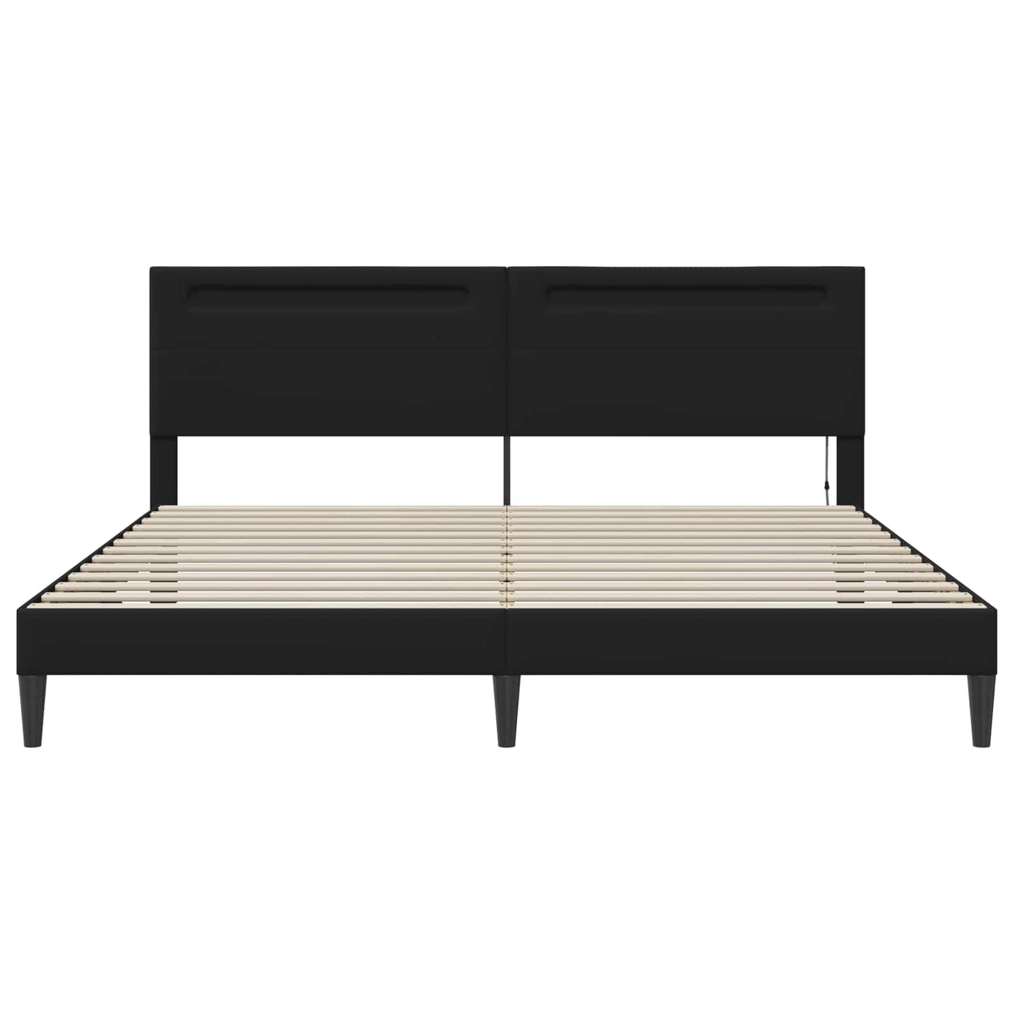 vidaXL Σκελετός Κρεβατιού με κεφαλάρι Μαύρο 180 x 200 cm Τεχνητό Δέρμα