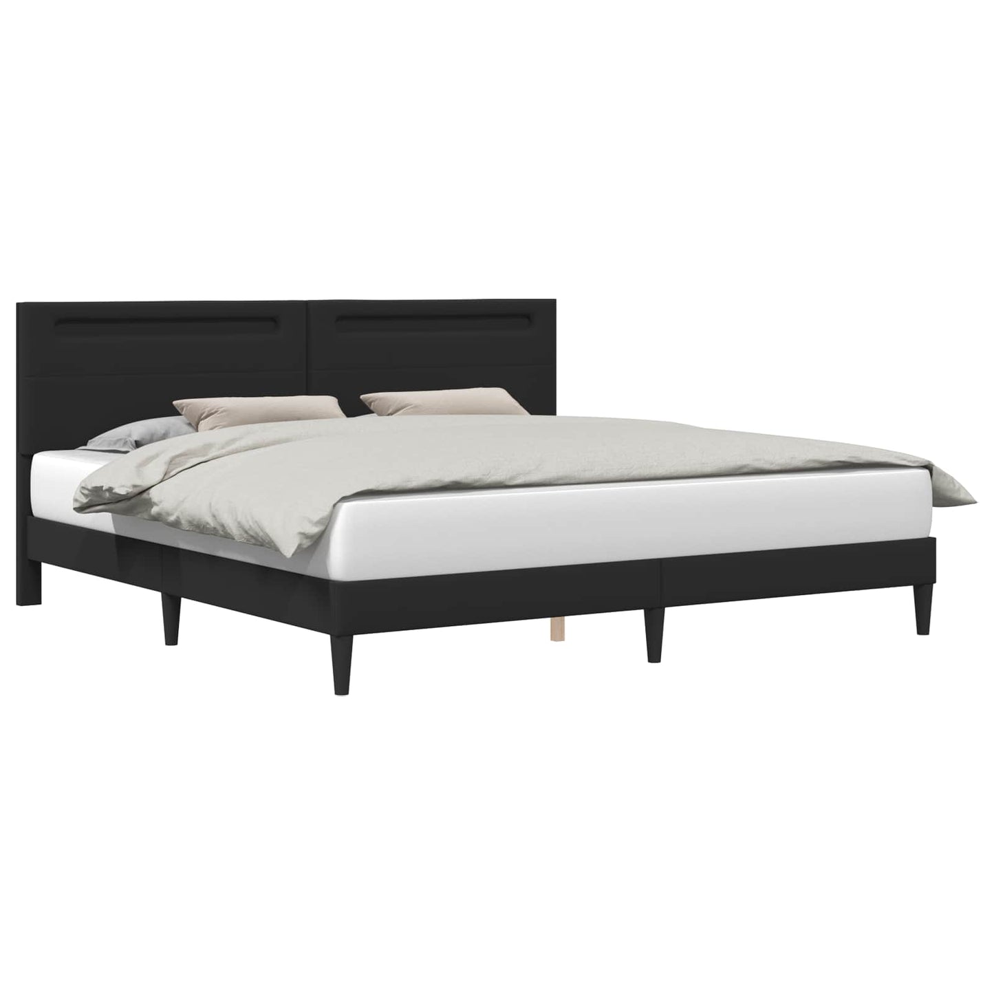 vidaXL Σκελετός Κρεβατιού με κεφαλάρι Μαύρο 180 x 200 cm Τεχνητό Δέρμα