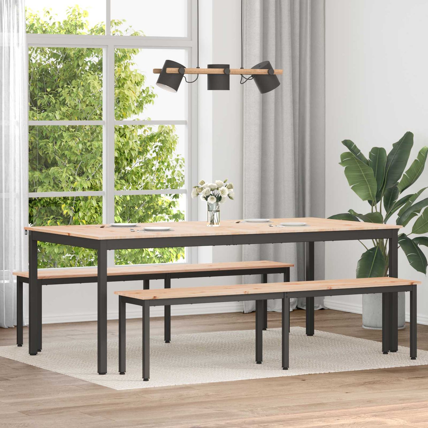 vidaXL Τραπεζαρία Φυσικό 200 x 100 x 75 cm Στερεά ξυλεία πεύκου