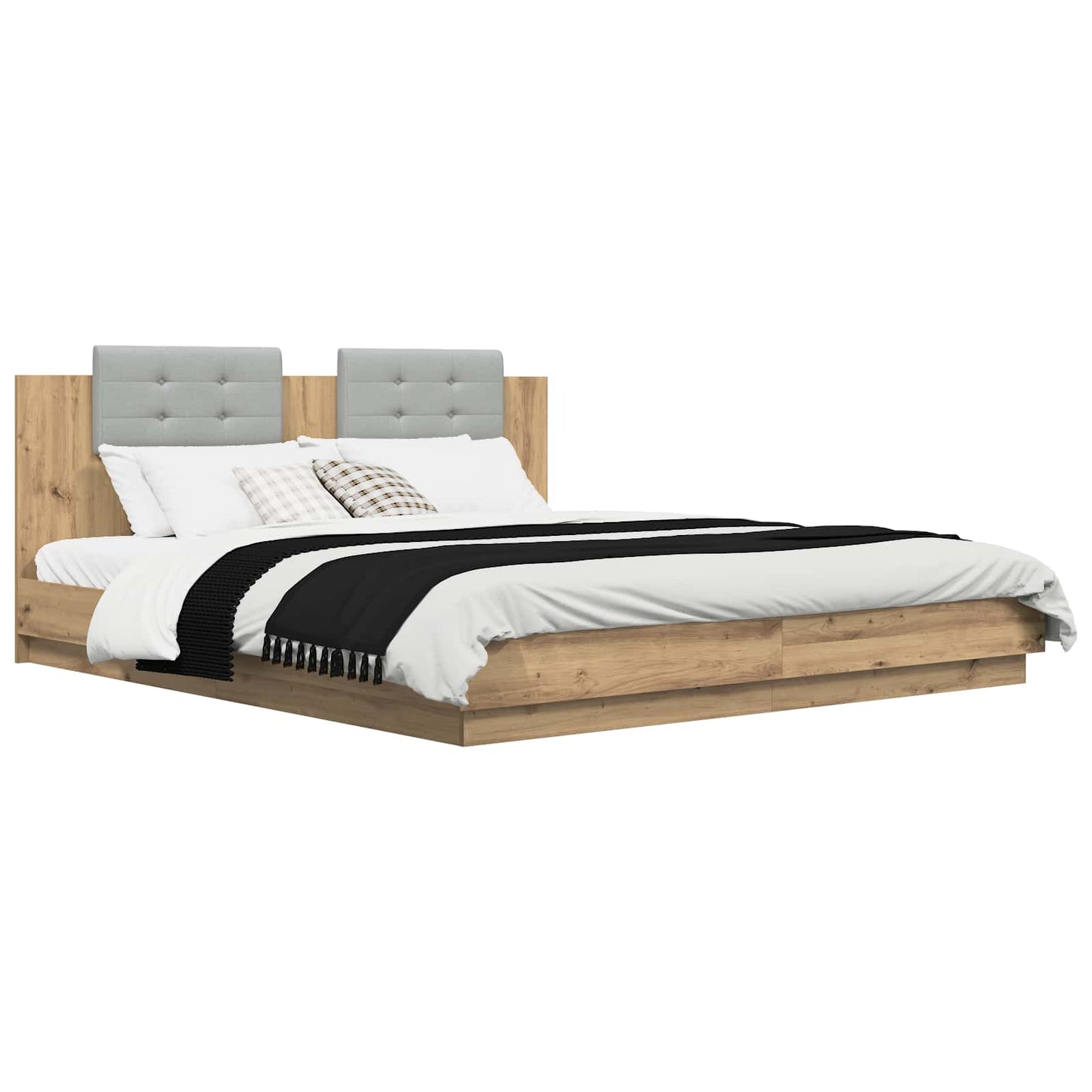 vidaXL Κρεβάτι με Κεφαλάρι Artisan Oak 200 x 200 cm Επεξεργασμένο ξύλο