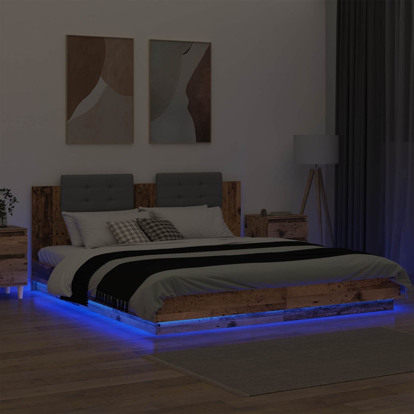 vidaXL Κρεβάτι με Κεφαλάρι Παλιό Ξύλο 180 x 200 cm Επεξεργασμένο ξύλο