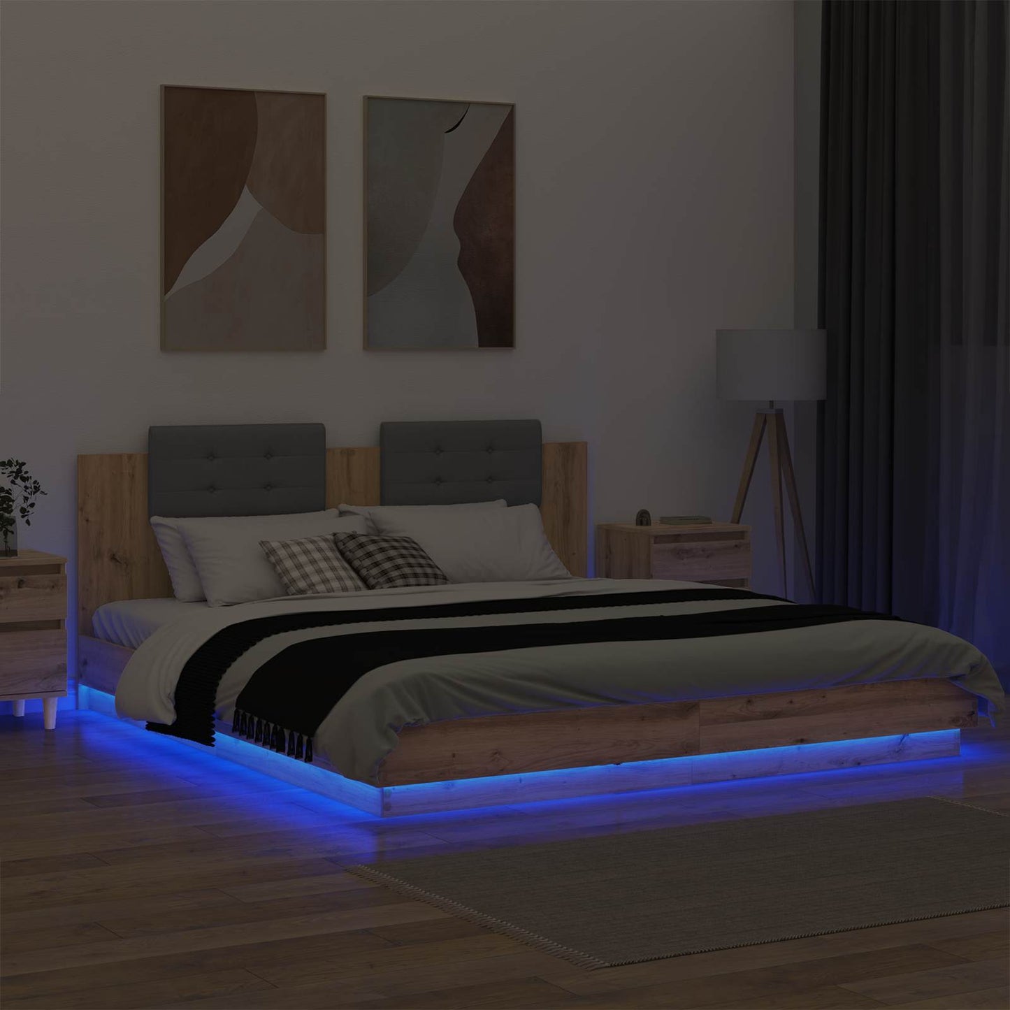 vidaXL Κρεβάτι με Κεφαλάρι Artisan Oak 180 x 200 cm Επεξεργασμένο ξύλο