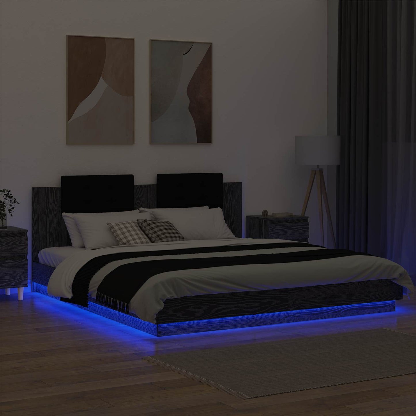 vidaXL Κρεβάτι με Κεφαλάρι Μαύρη Οξυά 180 x 200 cm Επεξεργασμένο ξύλο