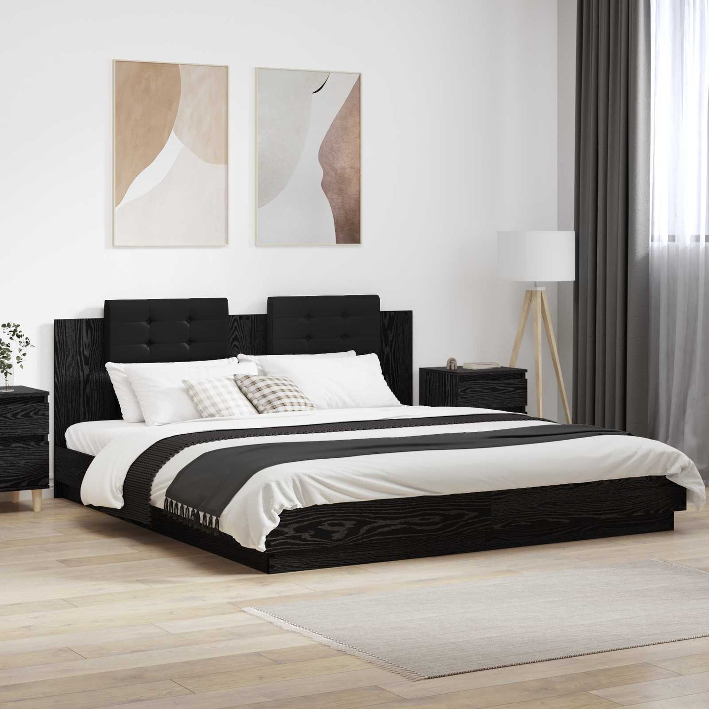 vidaXL Κρεβάτι με Κεφαλάρι Μαύρη Οξυά 180 x 200 cm Επεξεργασμένο ξύλο